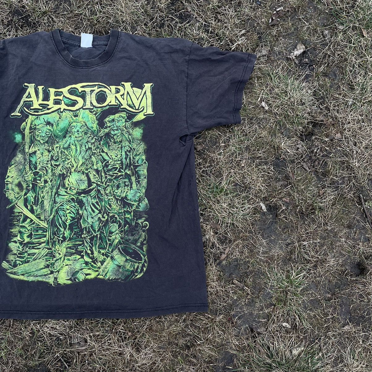 Vintage Vintage 90s Alestorm Graphic Tee Faded Black Metal Grunge M Size US M / EU 48-50 / 2 - 3 Thumbnail