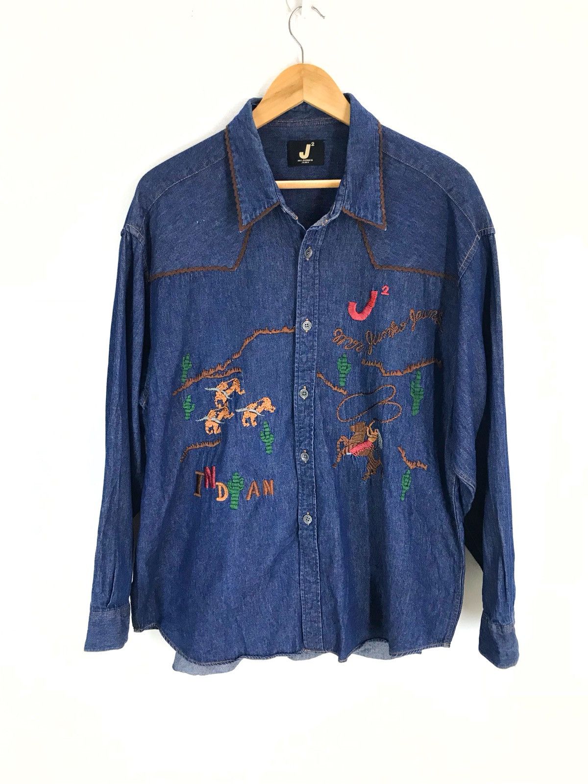 Mr. Junko Japanese Mr. Junko Embroidered Indian Baggy Denim Shirt Size US L / EU 52-54 / 3 - 1 Thumbnail