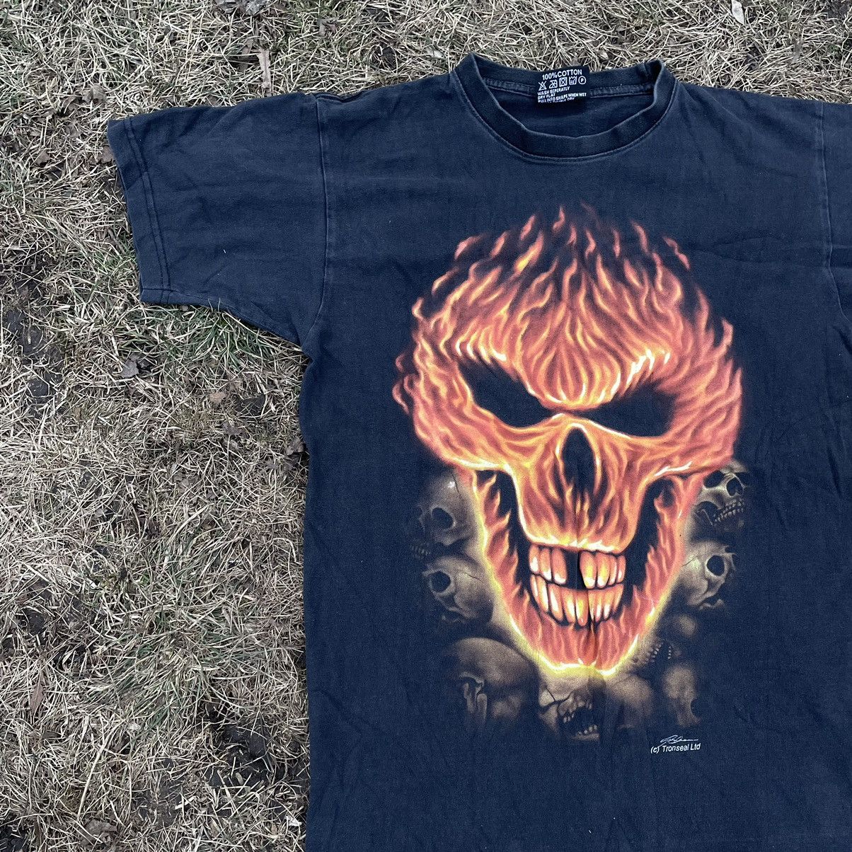 Vintage Vintage Y2K Horror Skull Graphic Tee Sun Faded Black Indie L Size US L / EU 52-54 / 3 - 3 Thumbnail