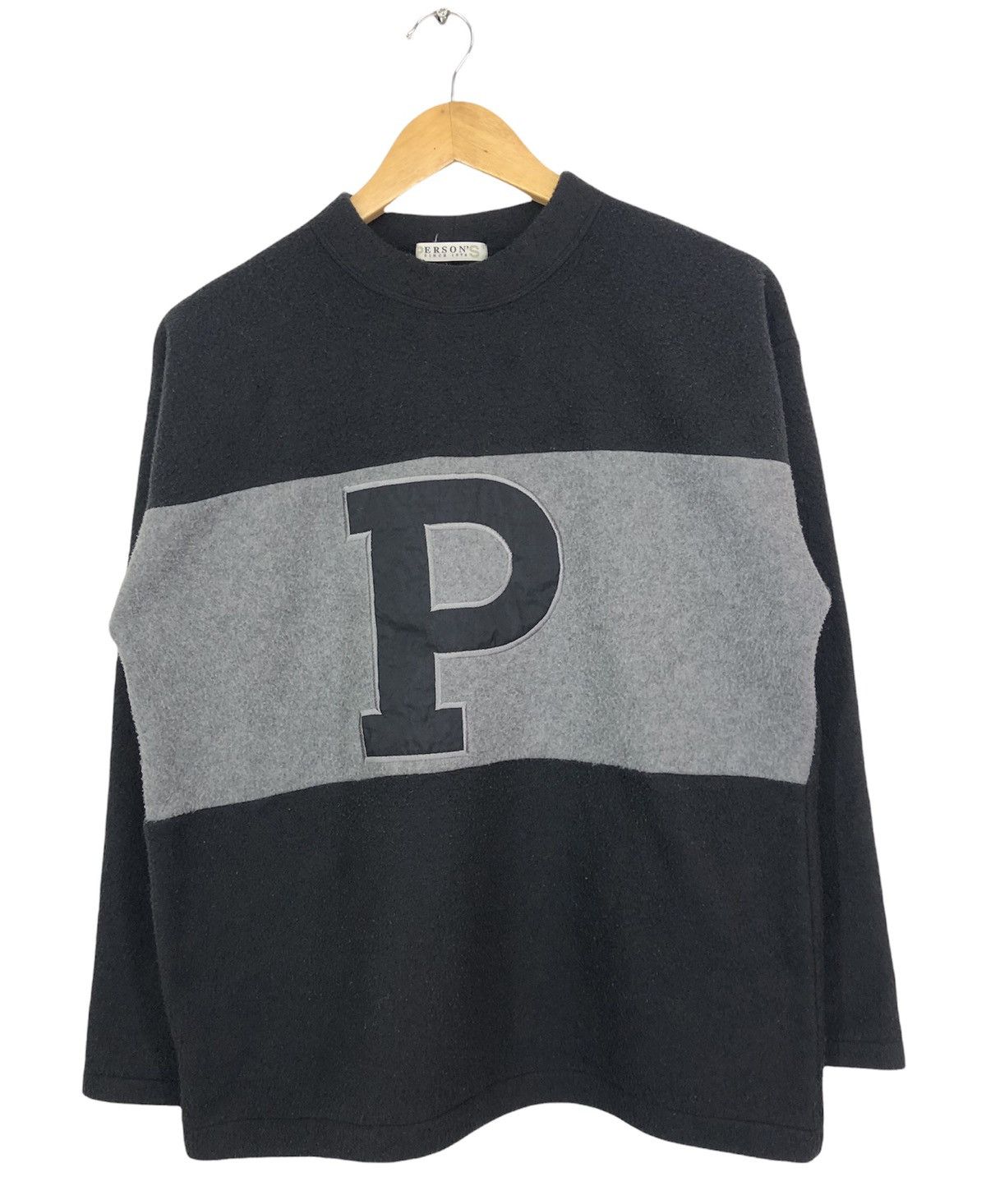 image of Persons x Vintage Person's Big Logo Fleece Crewneck Sweatshirt in Black, Men's (Size Medium)