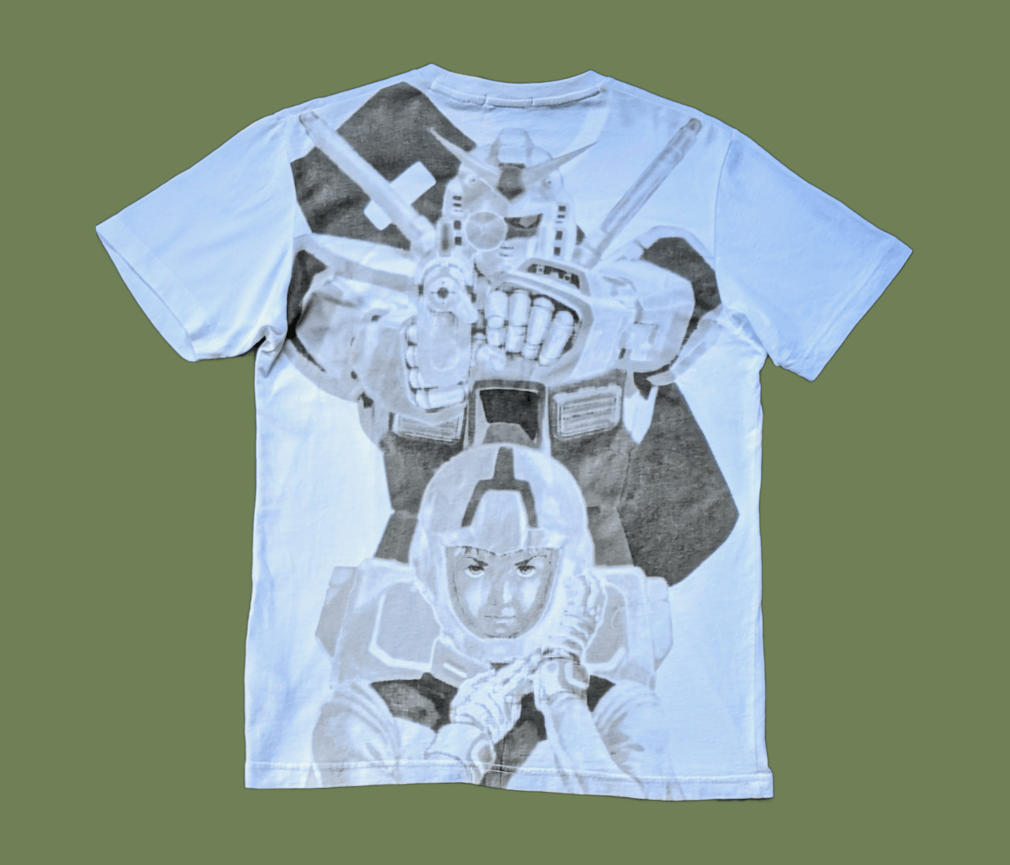 Anime × Cartoon Network × Vintage Gundam Rx 78-2 Amuro Ray Anime Mecha Overprint T shirt Size US M / EU 48-50 / 2 - 2 Thumbnail