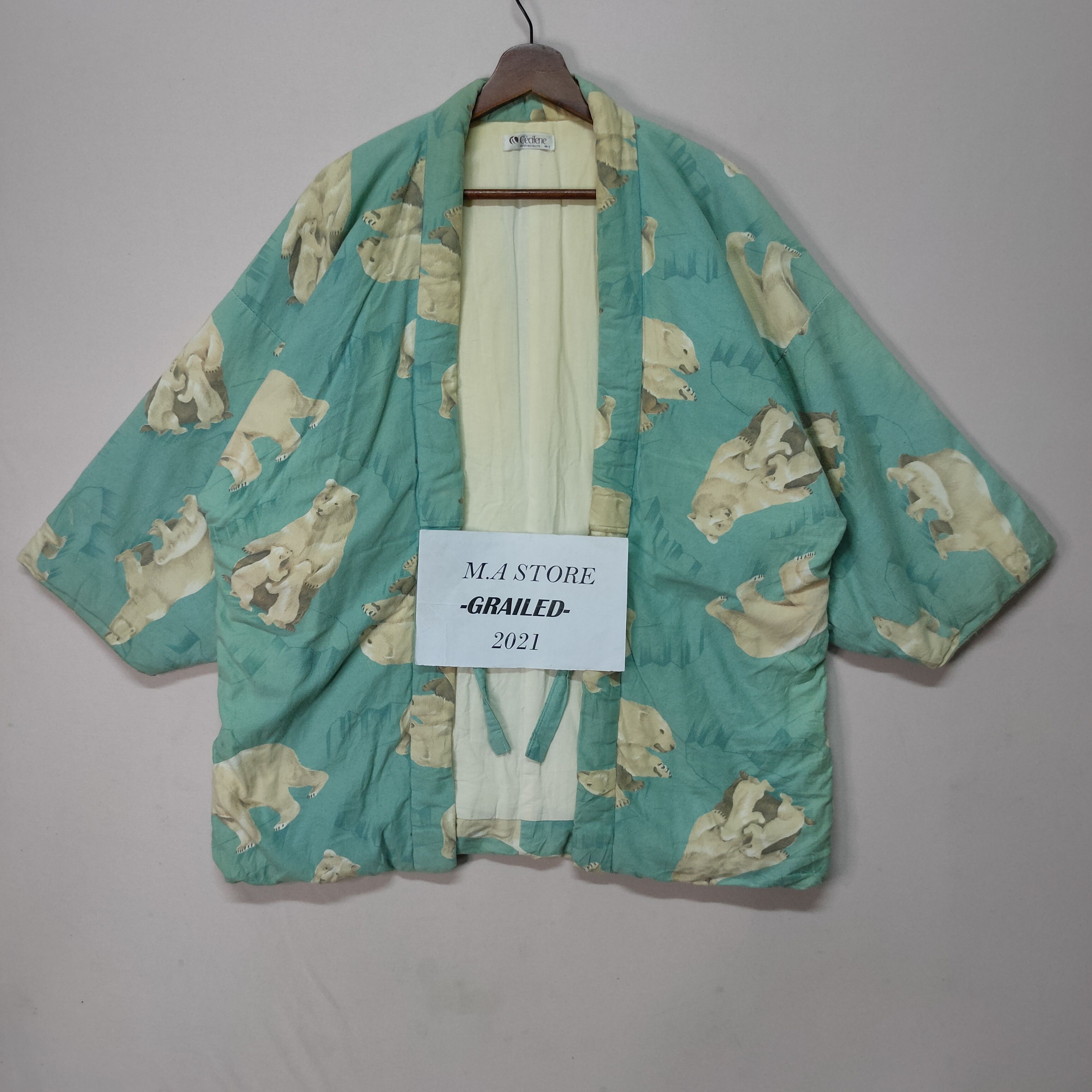image of Vintage Cecilene Kimono Puffer Hunten Fullprint Habitat in Blue, Men's (Size Large)