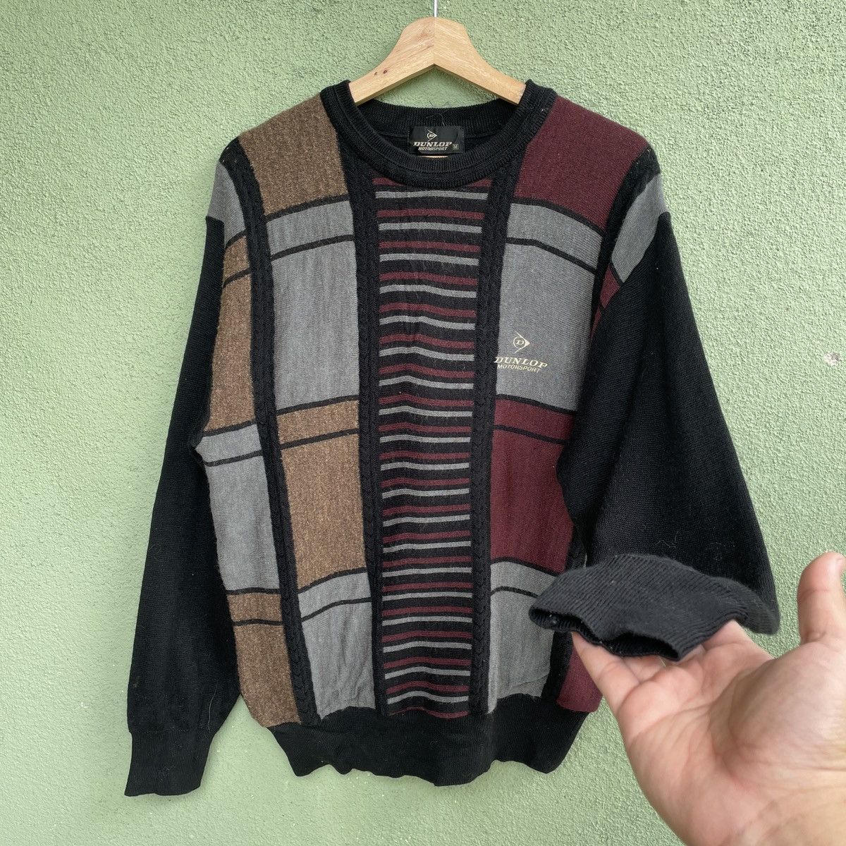 Aran Isles Knitwear Vtg DUNLOP MOTORSPORT Embroidery Pullover Knitwear Jumper Size US M / EU 48-50 / 2 - 2 Thumbnail