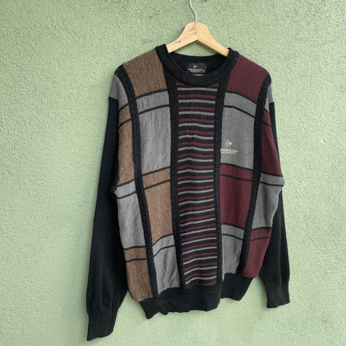 Aran Isles Knitwear Vtg DUNLOP MOTORSPORT Embroidery Pullover Knitwear Jumper Size US M / EU 48-50 / 2 - 3 Thumbnail