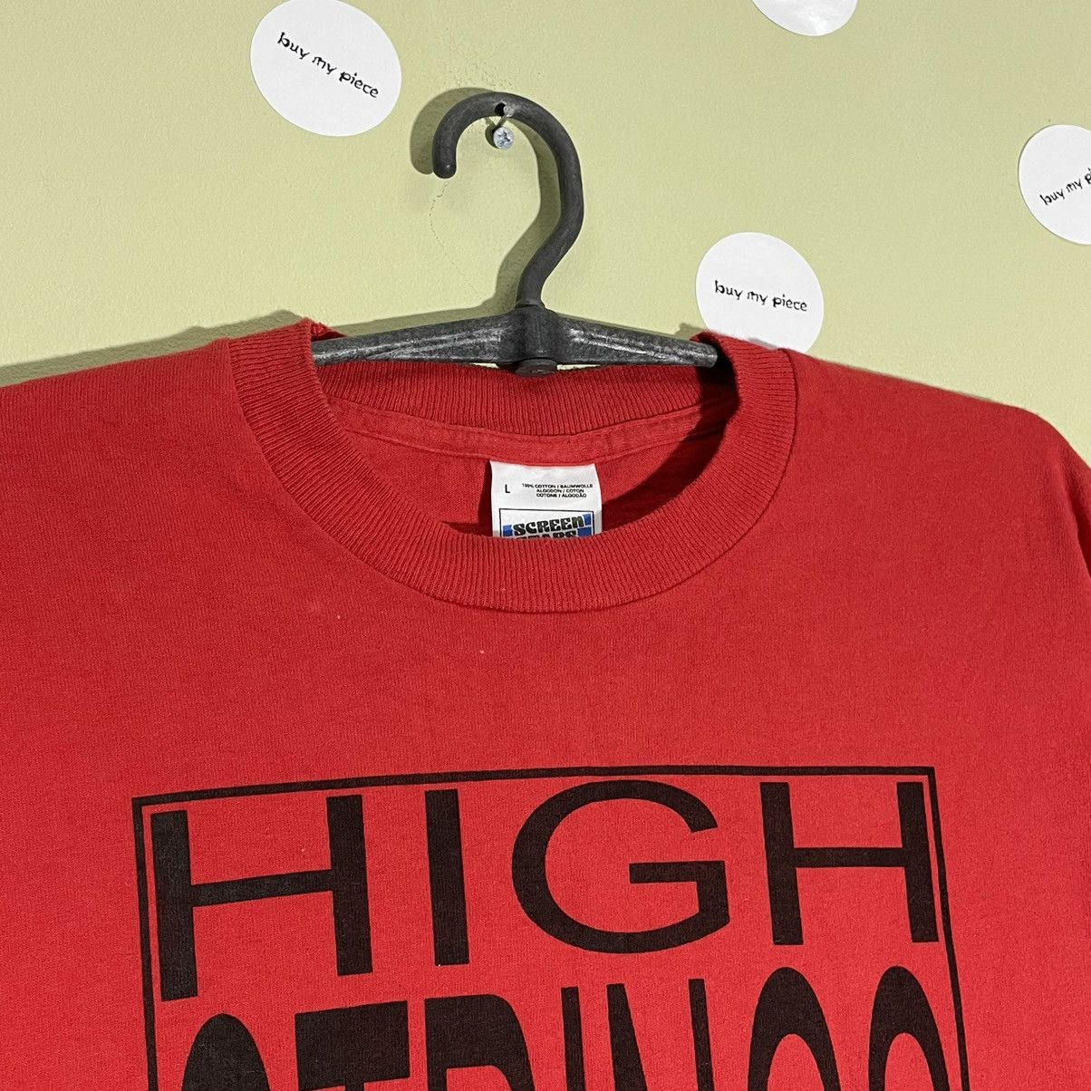 Vintage Vintage 90s Graphic Tee High Strings Humor Print Red Swag L Size US L / EU 52-54 / 3 - 7 Thumbnail