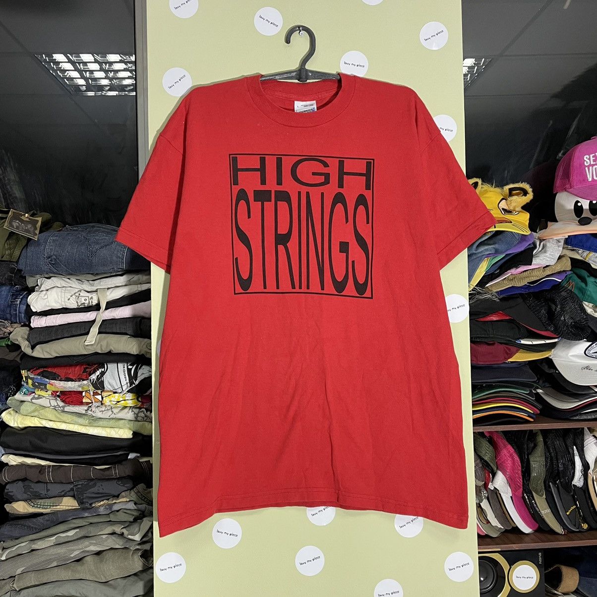 Vintage Vintage 90s Graphic Tee High Strings Humor Print Red Swag L Size US L / EU 52-54 / 3 - 1 Thumbnail