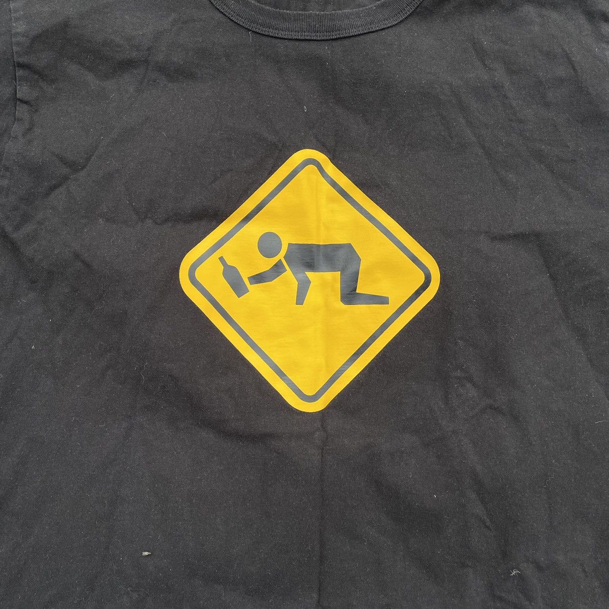 Vintage Vintage 90s Graphic Tee Warning Sign Humor Streetwear XL Size US XL / EU 56 / 4 - 4 Thumbnail