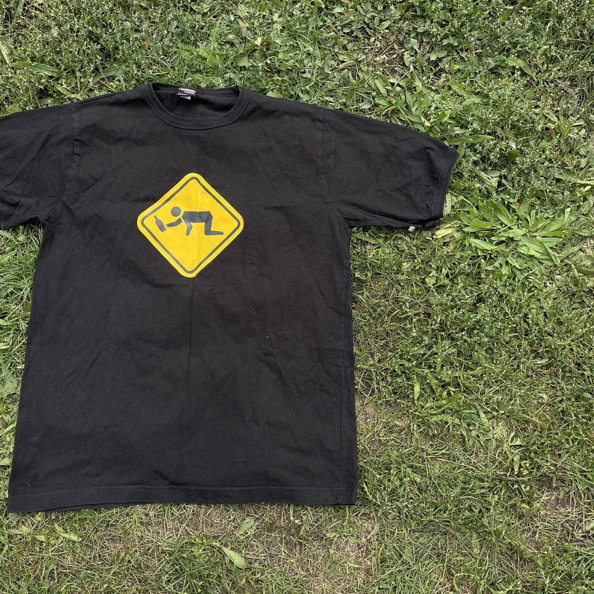 Vintage Vintage 90s Graphic Tee Warning Sign Humor Streetwear XL Size US XL / EU 56 / 4 - 2 Thumbnail