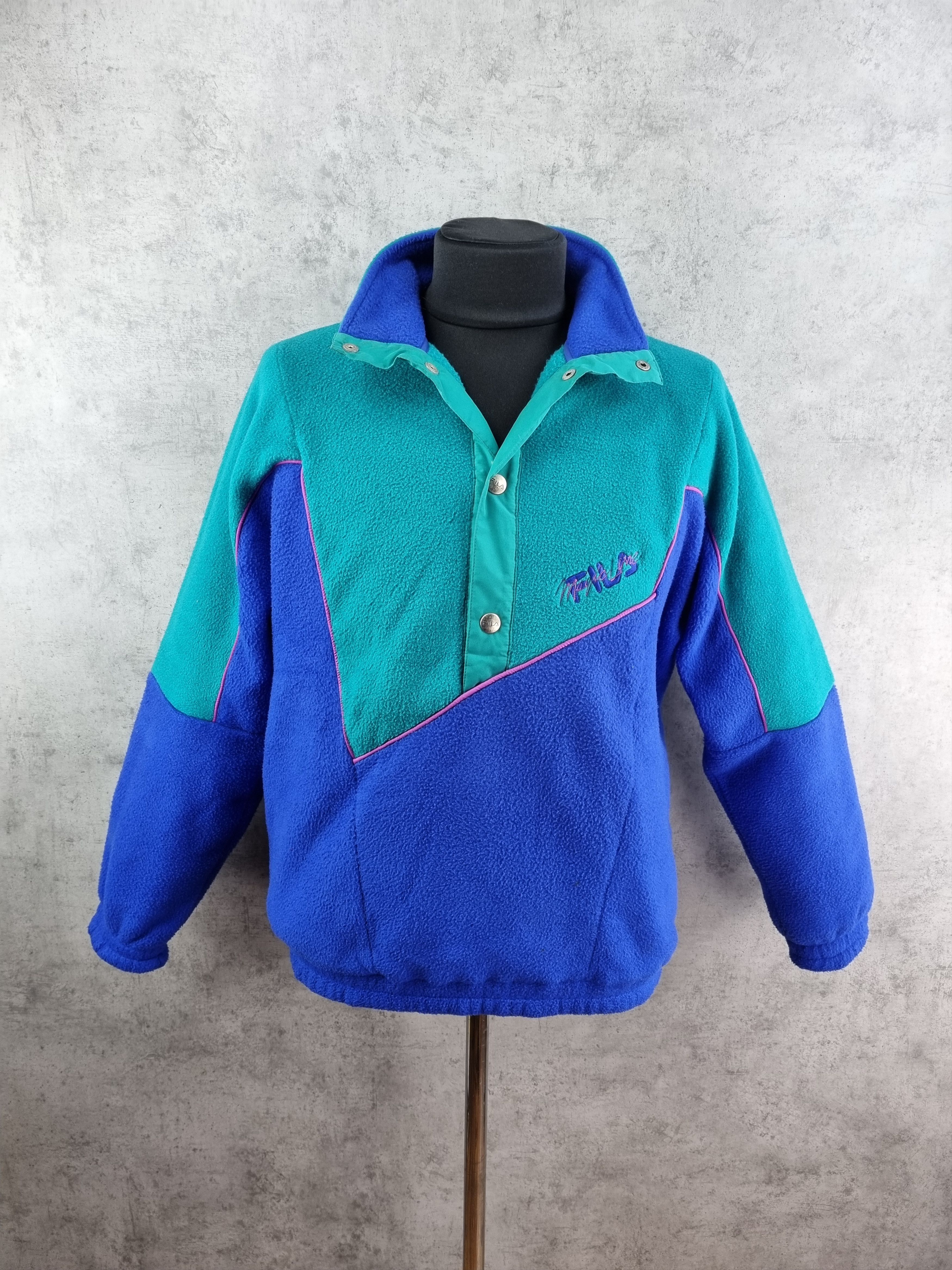 Fila × Vintage 90s FILA Magic Line High Neck hall buttons Fleece Pullover Size US L / EU 52-54 / 3 - 4 Thumbnail