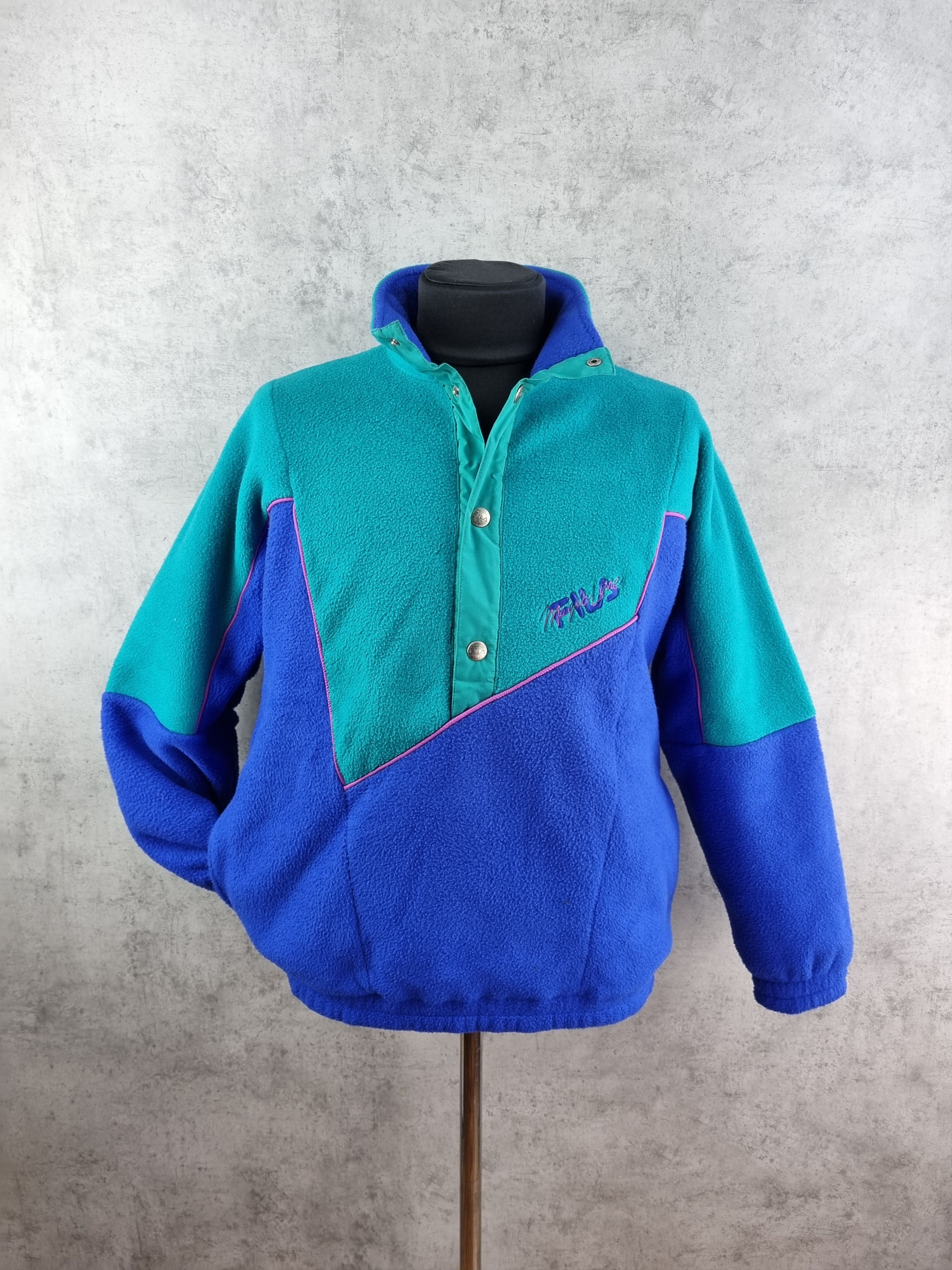 Fila × Vintage 90s FILA Magic Line High Neck hall buttons Fleece Pullover Size US L / EU 52-54 / 3 - 14 Thumbnail