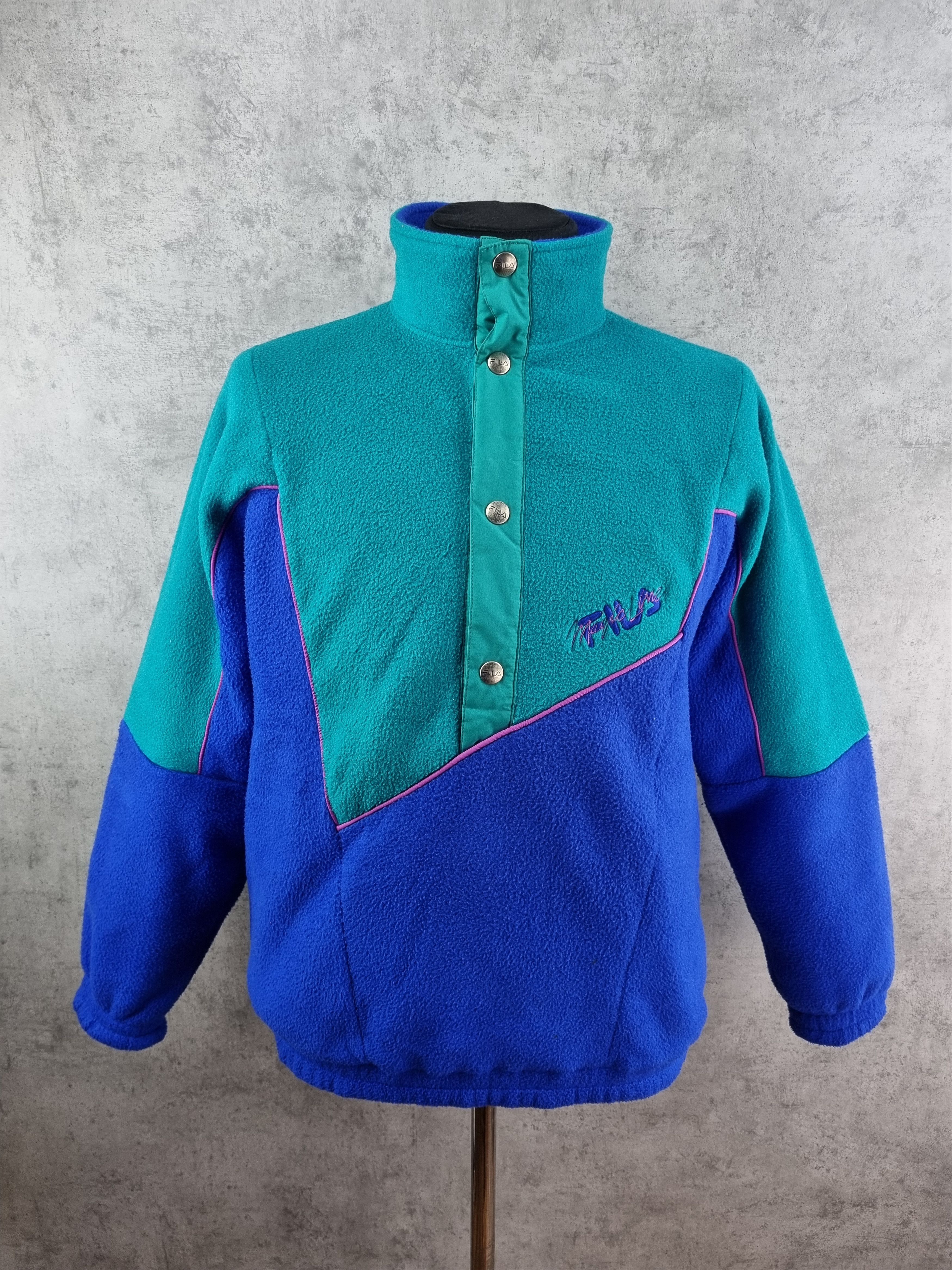 Fila × Vintage 90s FILA Magic Line High Neck hall buttons Fleece Pullover Size US L / EU 52-54 / 3 - 3 Thumbnail
