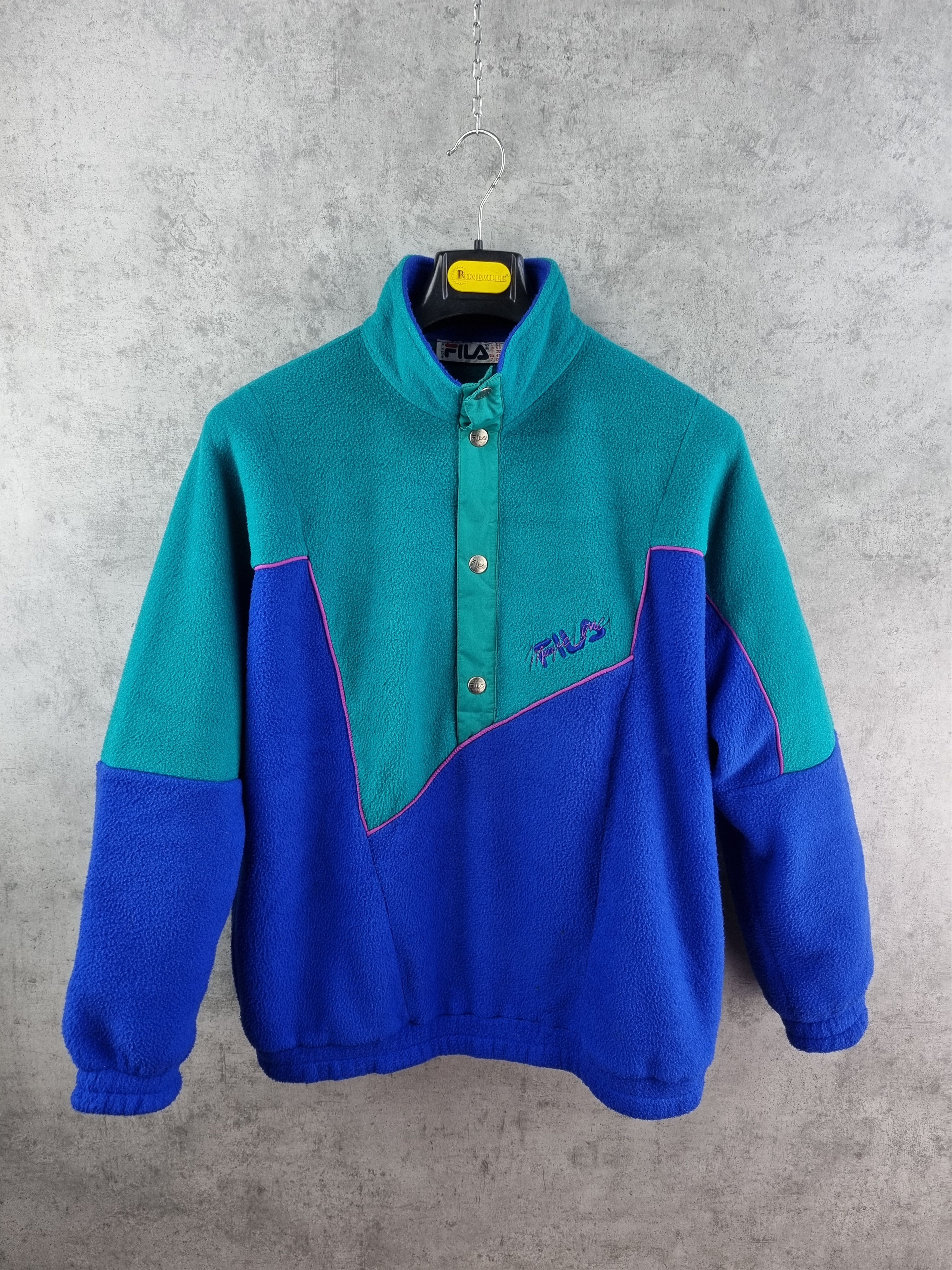 Fila × Vintage 90s FILA Magic Line High Neck hall buttons Fleece Pullover Size US L / EU 52-54 / 3 - 13 Thumbnail