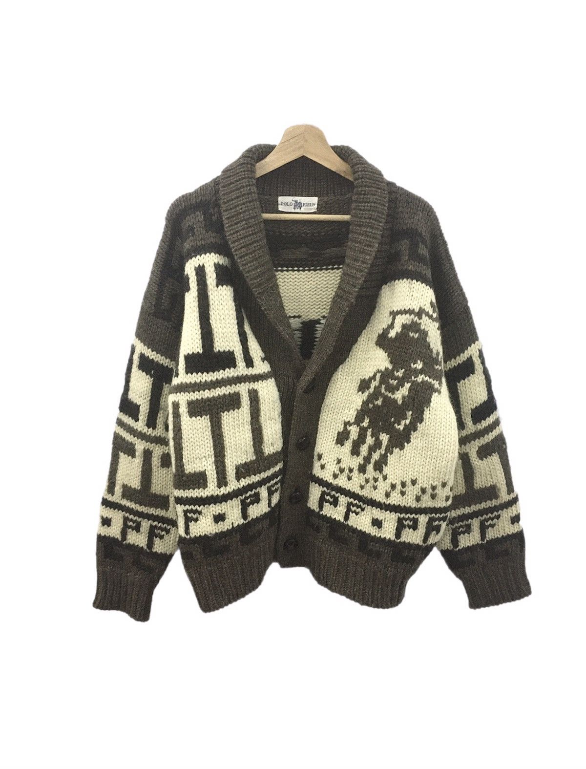 Japanese Brand Vintage Polo Field Cardigan Knit Size US L / EU 52-54 / 3 - 1 Thumbnail