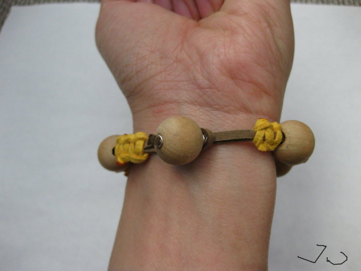 Handmade Wood Beads Leather Bracelet Size ONE SIZE - 6 Thumbnail