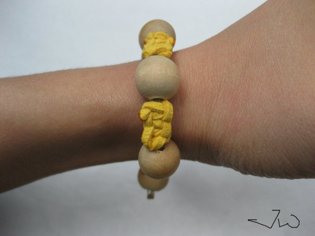 Handmade Wood Beads Leather Bracelet Size ONE SIZE - 5 Thumbnail