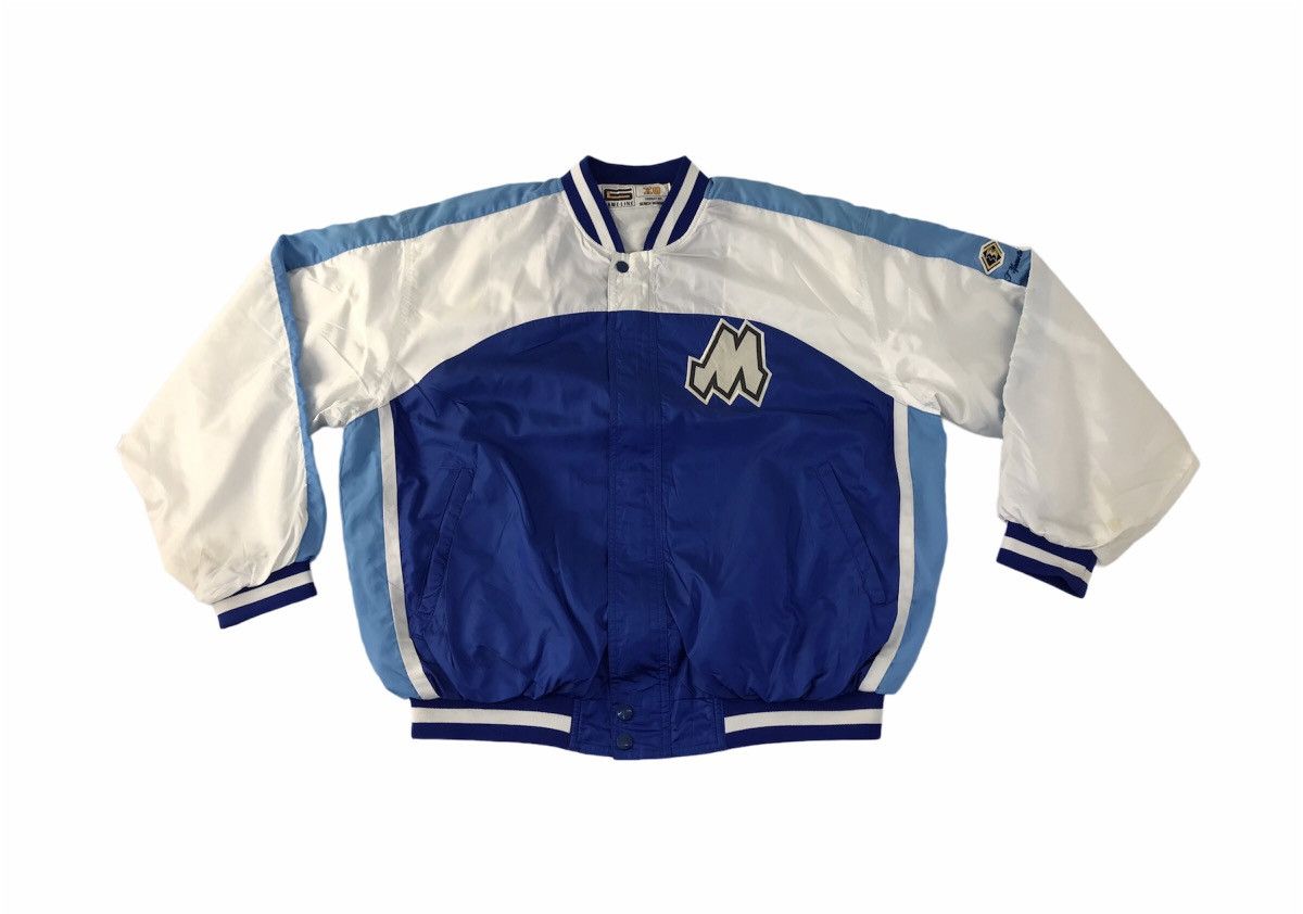 image of Gameline Xo Bench Warmer Koshigawa M Varsity Zip Snap Button in Blue White, Men's (Size XL)