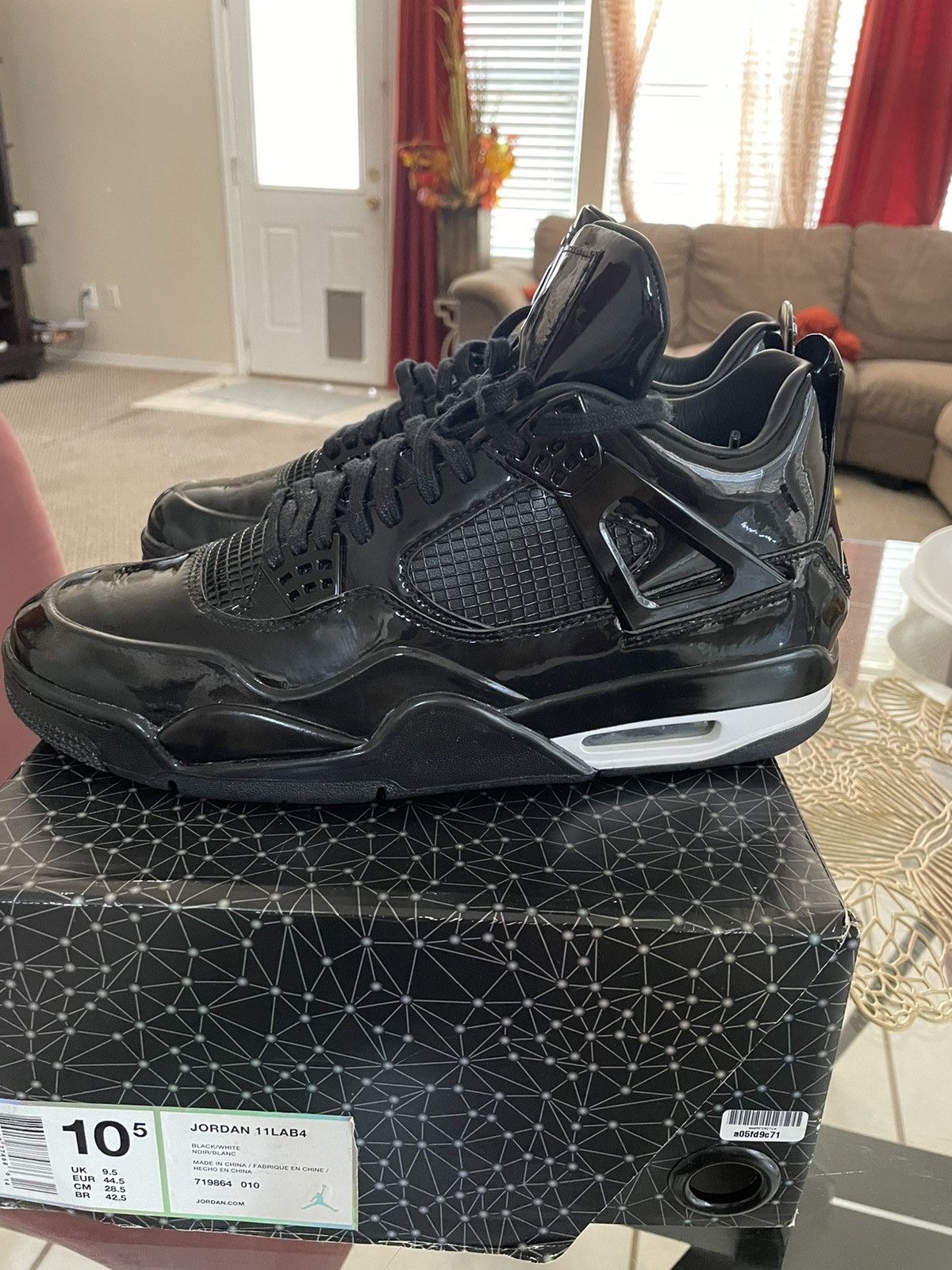 Jordan Brand Jordan 11LAB 4 (Black Patent Leather) Size US 10.5 / EU 43-44 - 4 Thumbnail