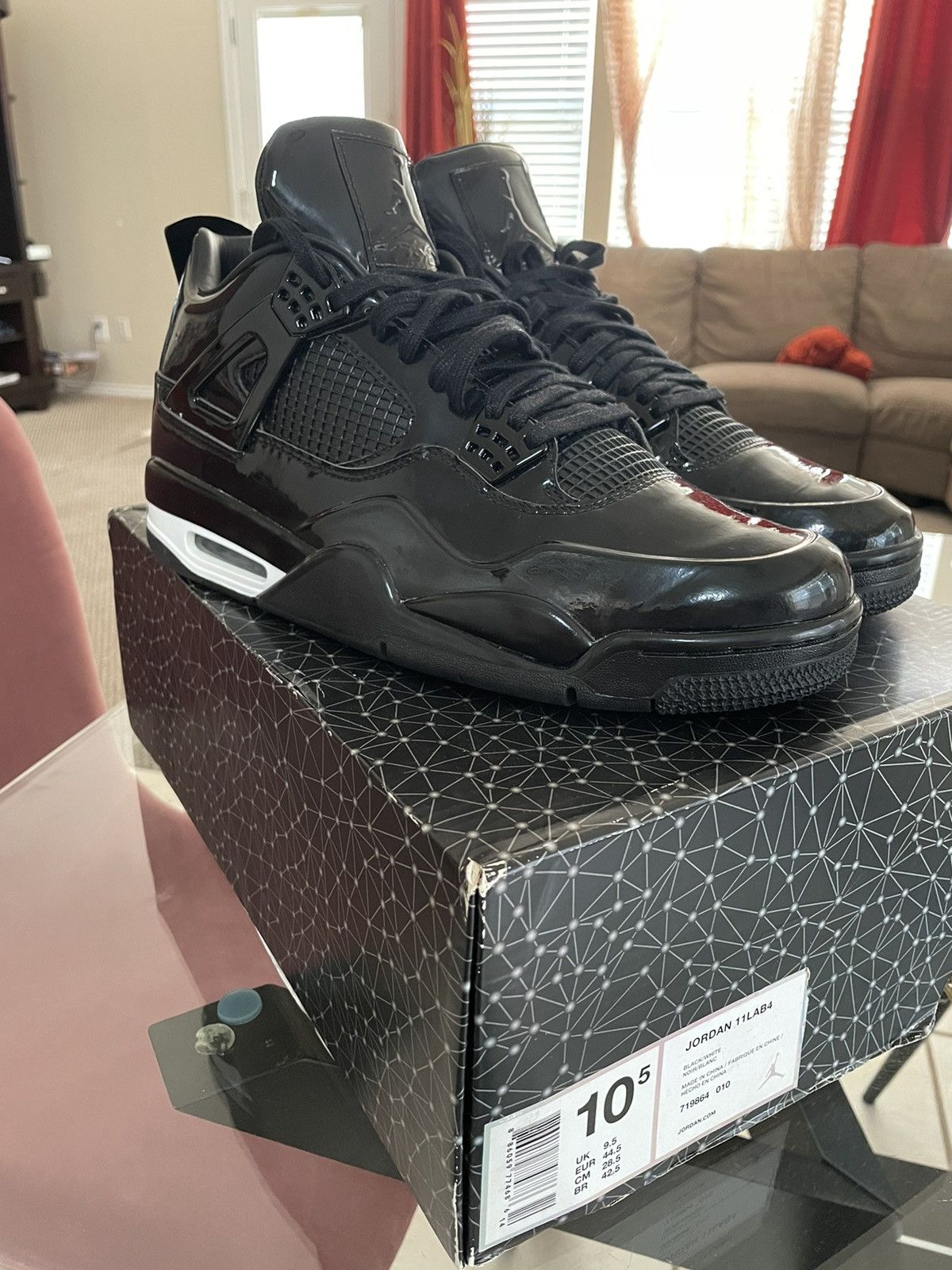 Jordan Brand Jordan 11LAB 4 (Black Patent Leather) Size US 10.5 / EU 43-44 - 2 Thumbnail