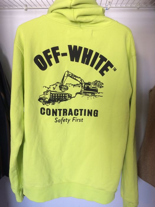 Off White Off White Construction Hoodie Neon Green Grailed