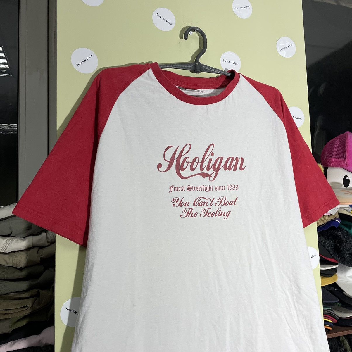 Vintage Vintage 90s Hooligan Graphic Tee Raglan Cream Red Goth M Size US M / EU 48-50 / 2 - 4 Thumbnail