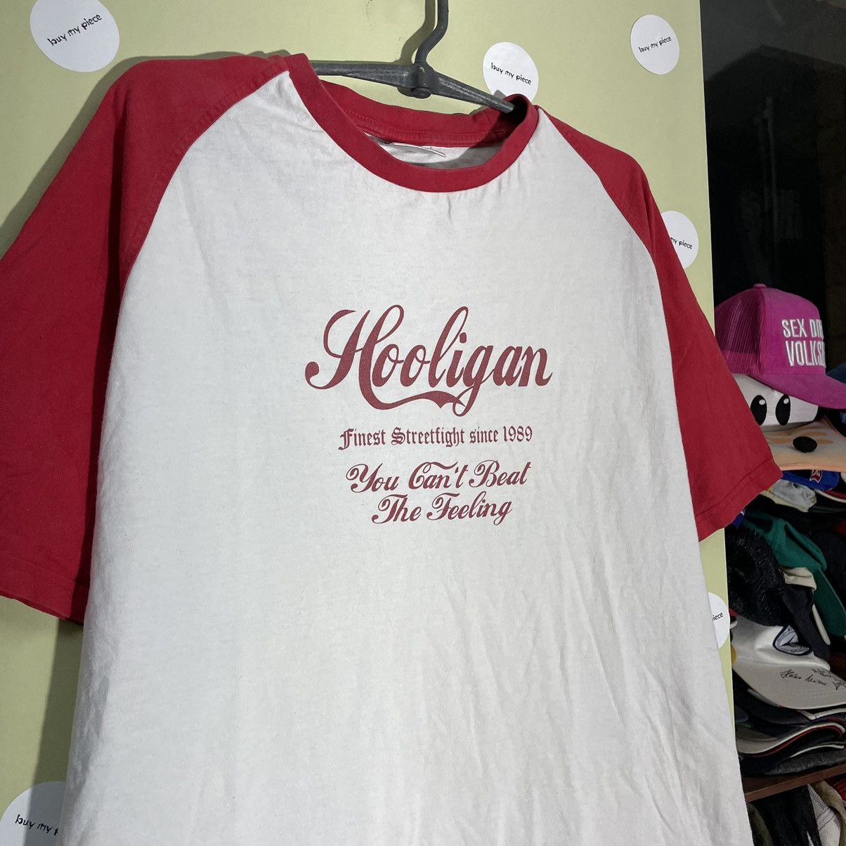 Vintage Vintage 90s Hooligan Graphic Tee Raglan Cream Red Goth M Size US M / EU 48-50 / 2 - 6 Thumbnail