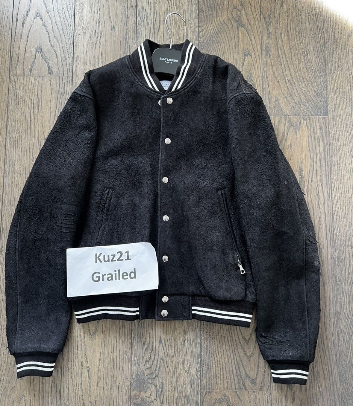 John Elliott x Blackmeans Distressed Suede Bomber Jacket