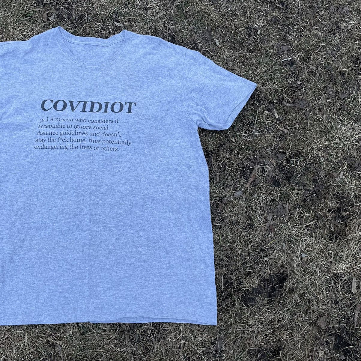 Vintage Y2K Graphic Tee Covidiot Pandemic Streetwear Blue Grunge XL Size US XL / EU 56 / 4 - 2 Thumbnail
