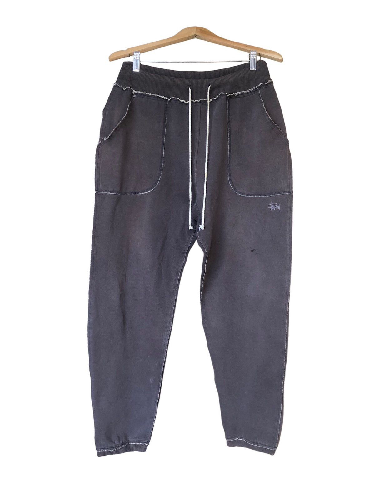 Stussy × Vintage Rare❗️Vintage Stussy Distressed Sweatpants Size US 31 - 2 Thumbnail