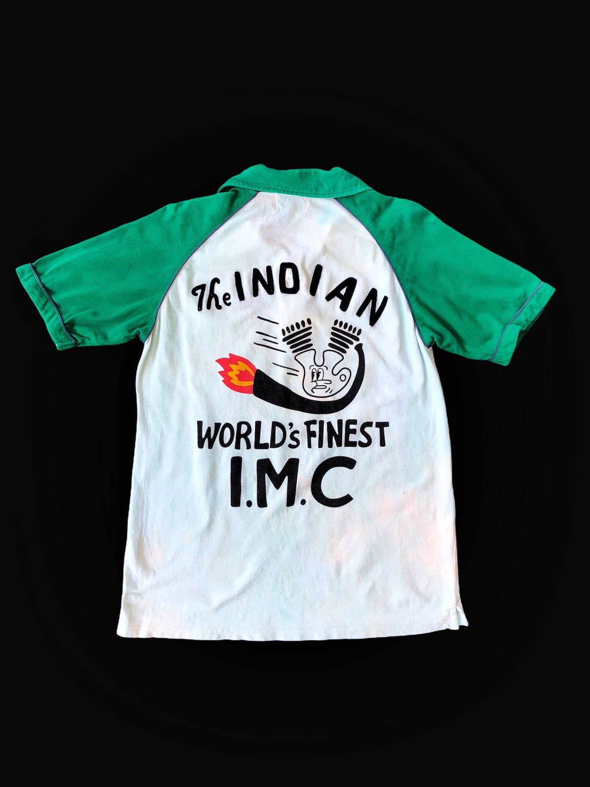 image of Indian Motercycles x Sports Specialties Indian Moto Embroidered Rockabilly Bowling Shirt in Green C