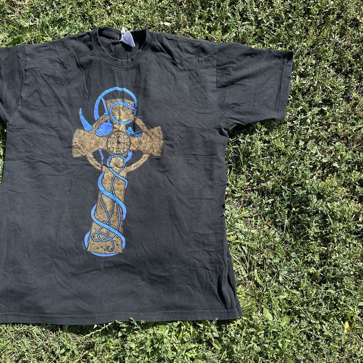 Vintage Vintage Y2K Sun Faded Graphic Tee Cross Skull Horror Grunge Size US M / EU 48-50 / 2 - 2 Thumbnail