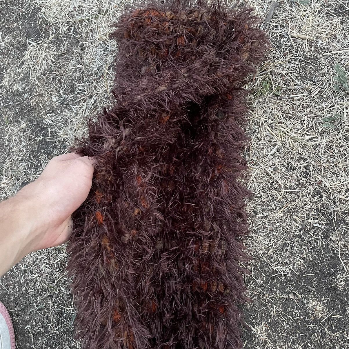 Vintage Vintage 90s Brown Mohair Fuzzy Scarf Teddy Fashion Punk OS Size ONE SIZE - 4 Thumbnail