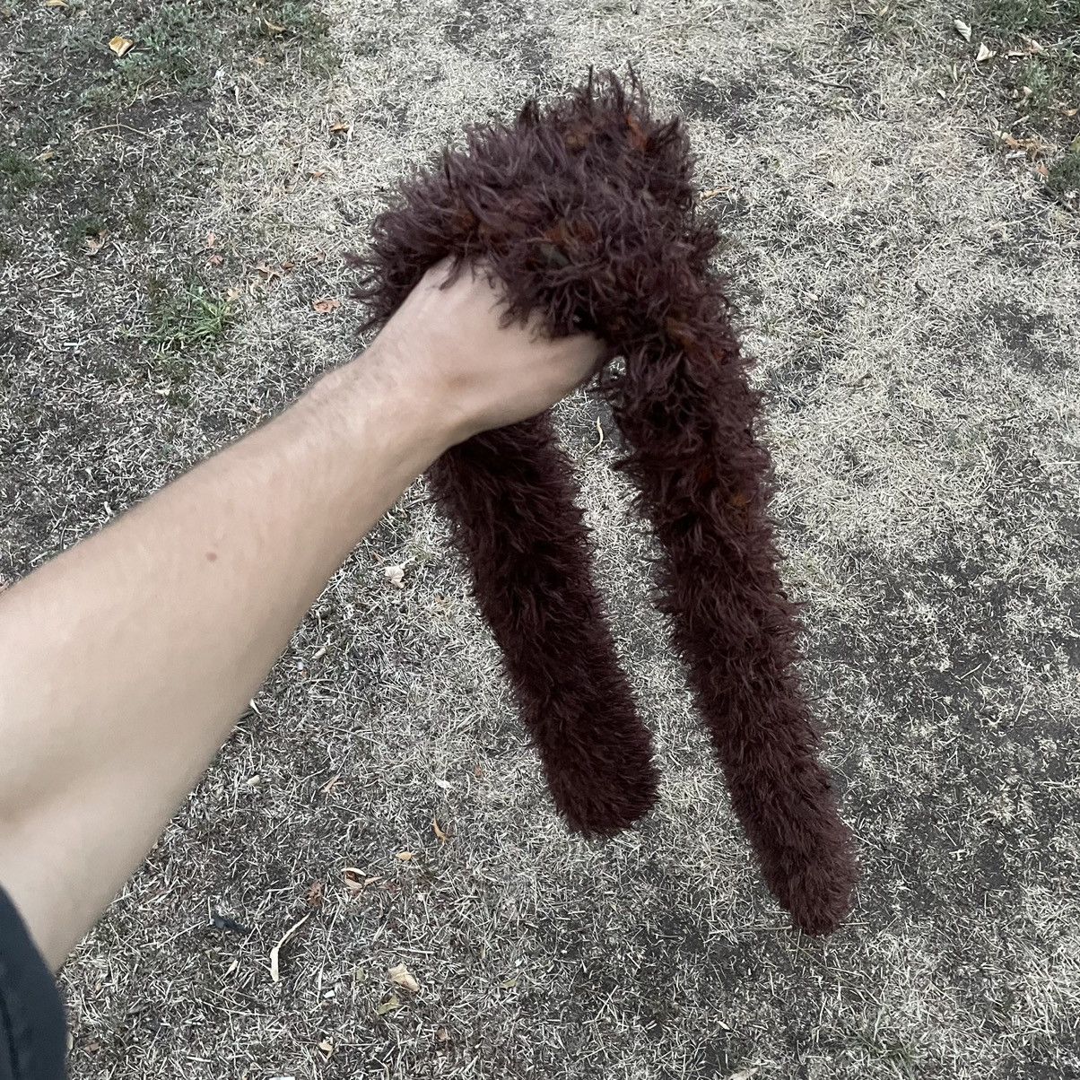 Vintage Vintage 90s Brown Mohair Fuzzy Scarf Teddy Fashion Punk OS Size ONE SIZE - 1 Thumbnail