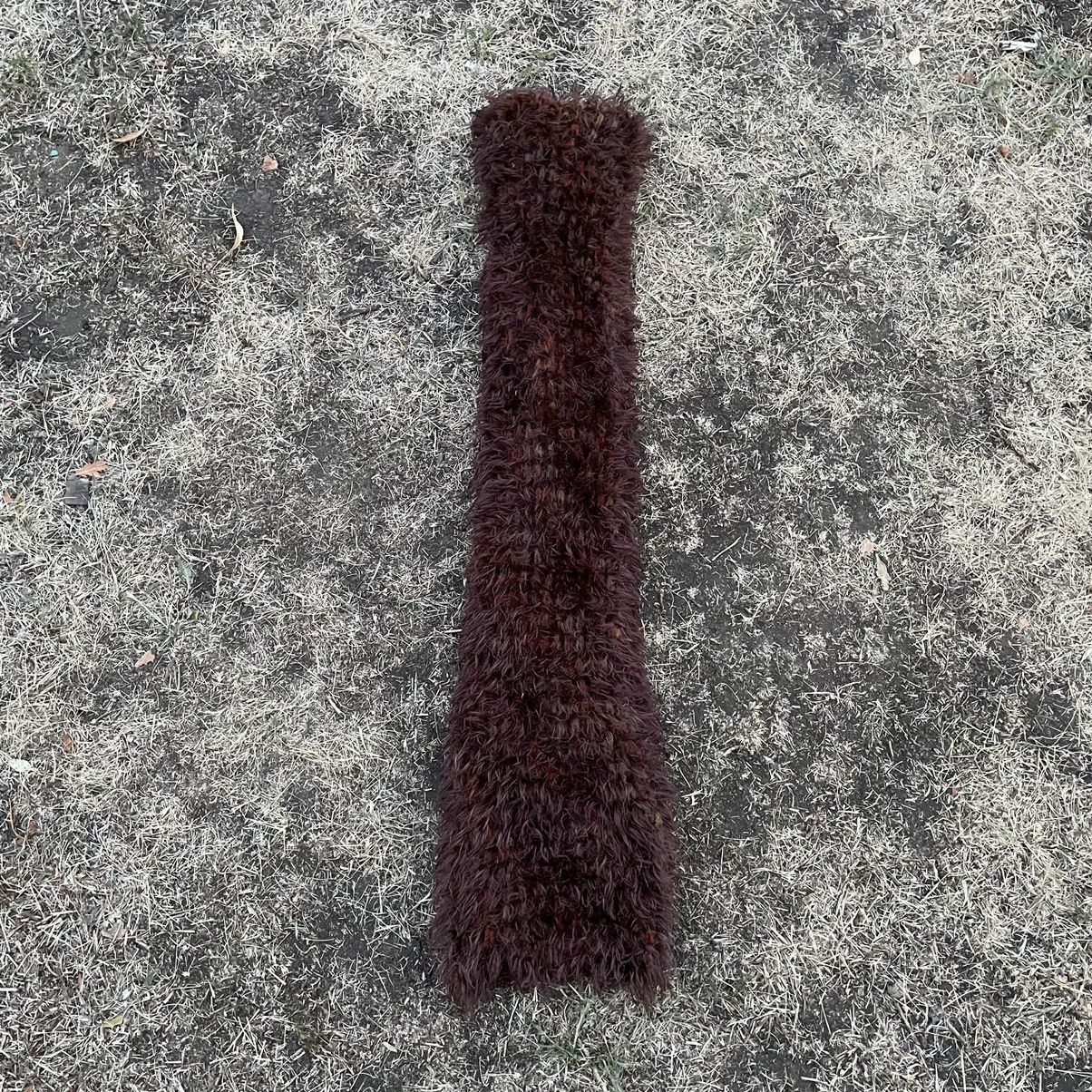 Vintage Vintage 90s Brown Mohair Fuzzy Scarf Teddy Fashion Punk OS Size ONE SIZE - 2 Thumbnail