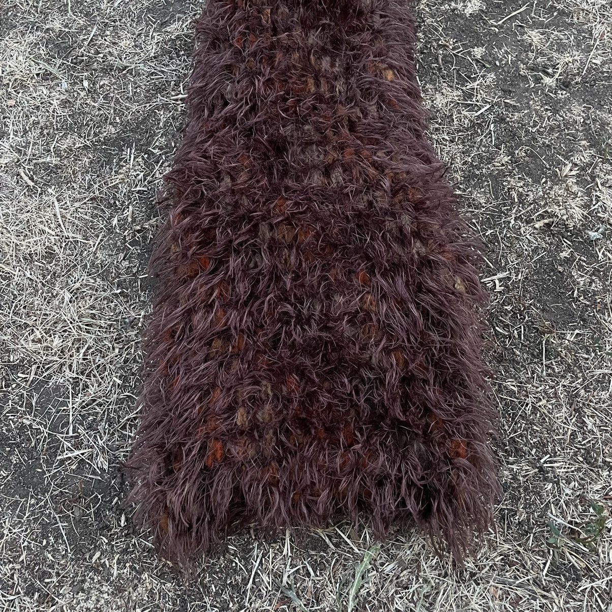 Vintage Vintage 90s Brown Mohair Fuzzy Scarf Teddy Fashion Punk OS Size ONE SIZE - 3 Thumbnail