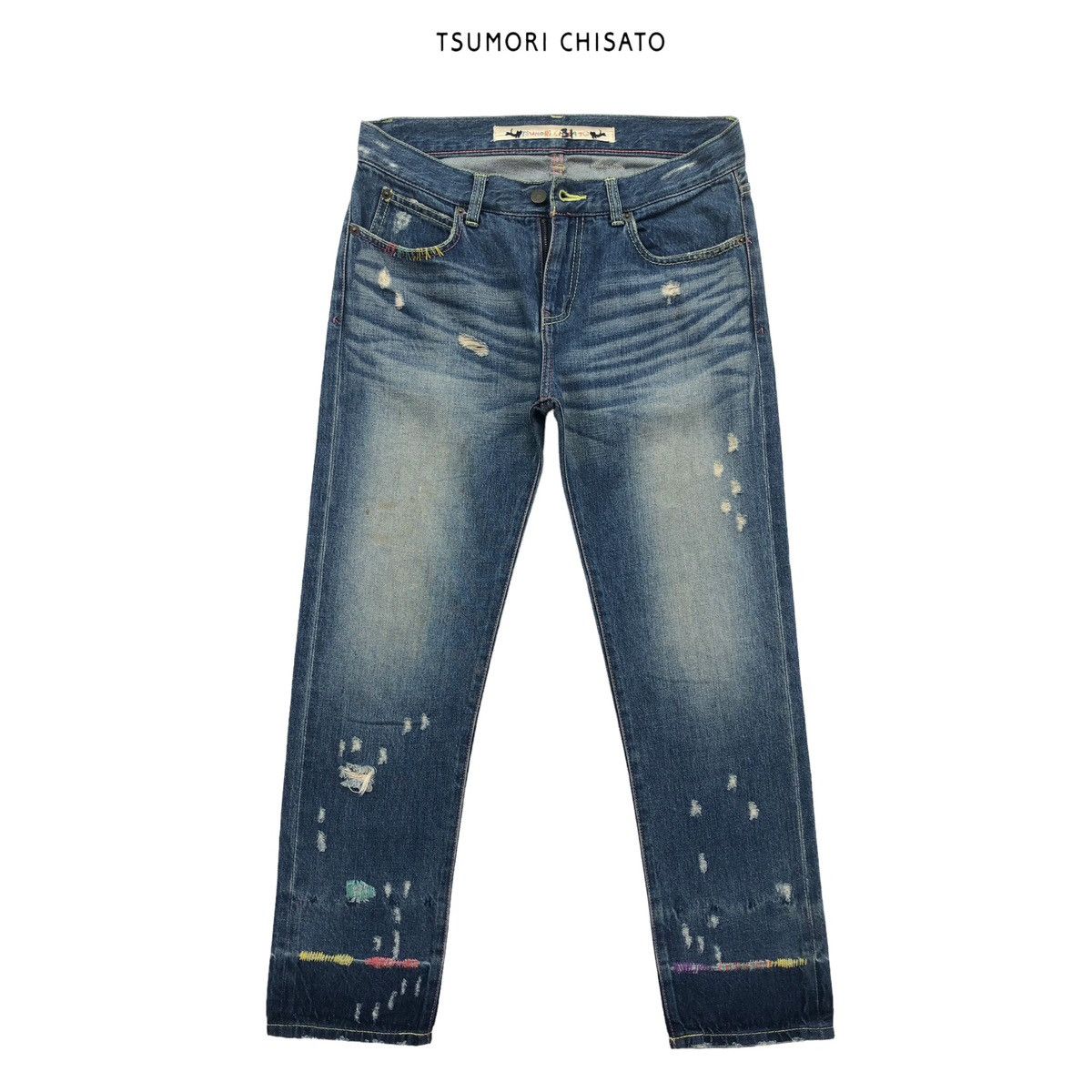 Issey Miyake Tsumori Chisato Ripped Distressed Little Rainbows Embroidery Size US 30 / EU 46 - 10 Thumbnail