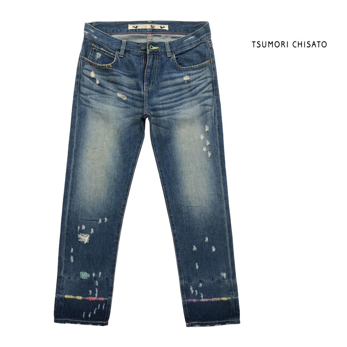 Issey Miyake Tsumori Chisato Ripped Distressed Little Rainbows Embroidery Size US 30 / EU 46 - 1 Thumbnail