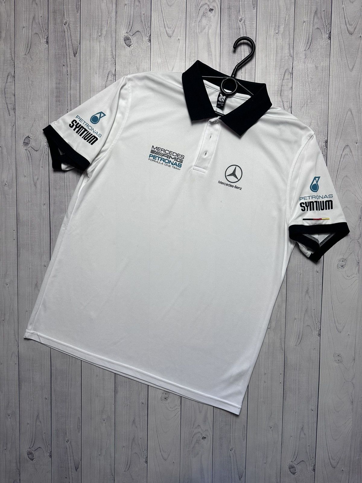 Vintage Mercedes Benz racing polo logo size XL