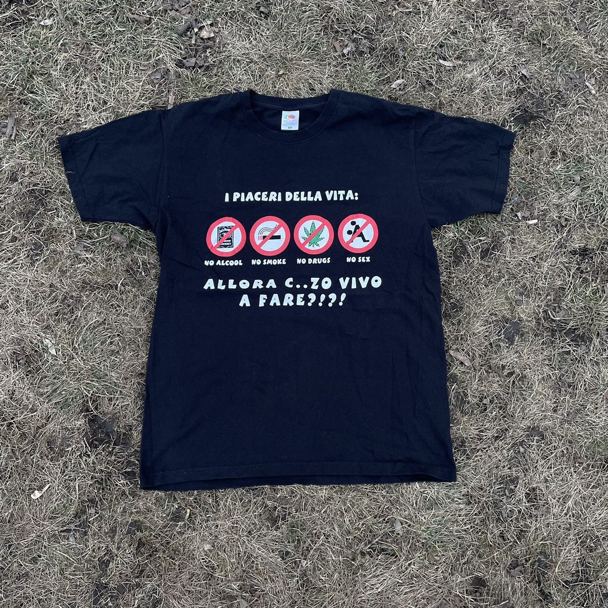 Vintage Vintage Y2K Graphic Tee Italian Text Faded Black Grunge XL Size US XL / EU 56 / 4 - 1 Thumbnail