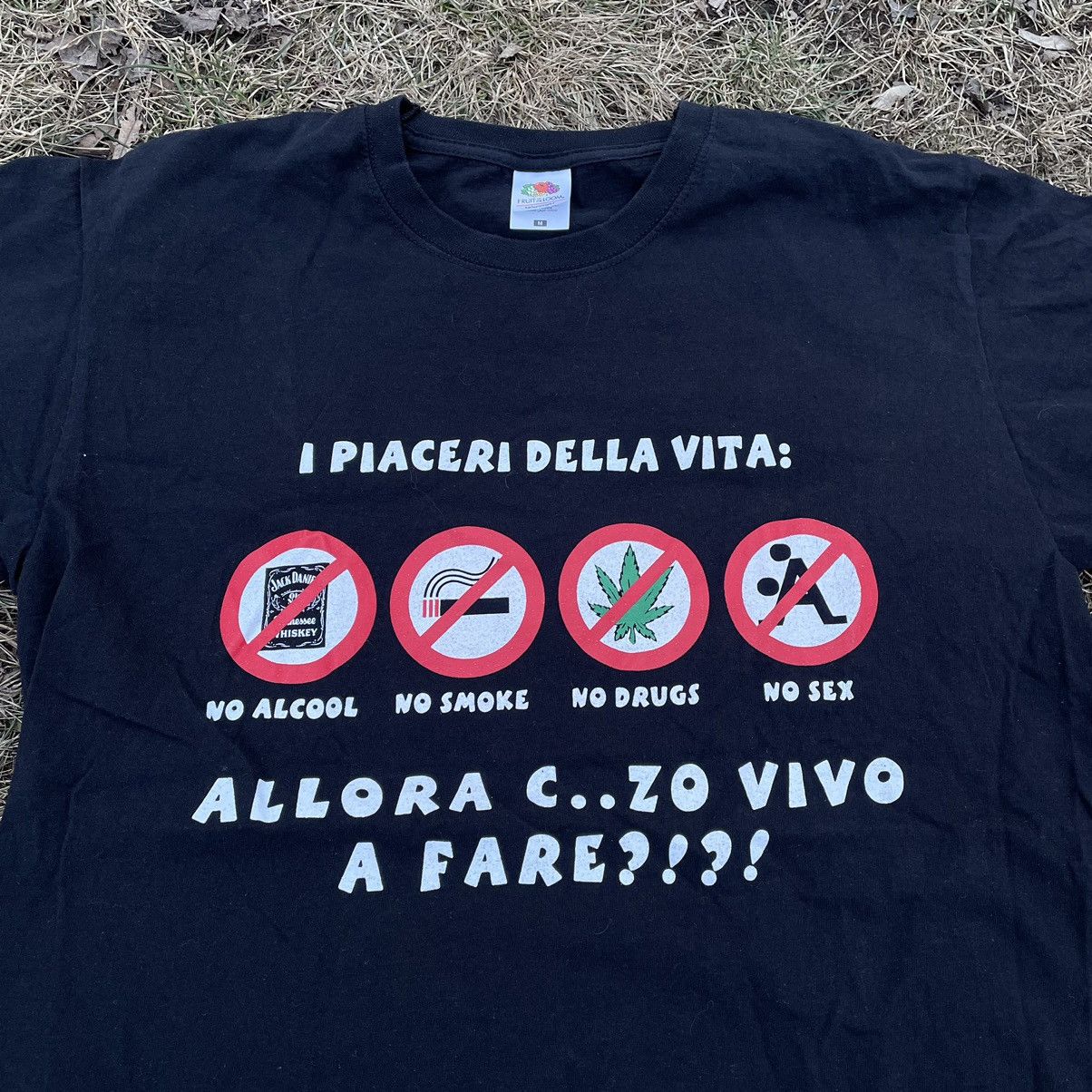 Vintage Vintage Y2K Graphic Tee Italian Text Faded Black Grunge XL Size US XL / EU 56 / 4 - 4 Thumbnail