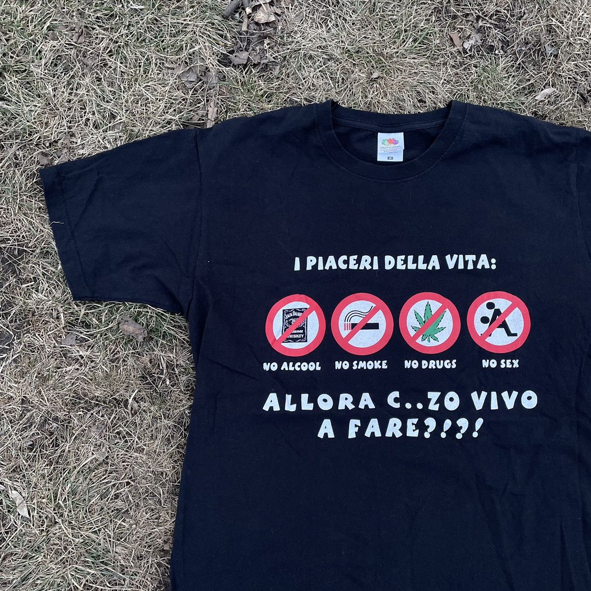Vintage Vintage Y2K Graphic Tee Italian Text Faded Black Grunge XL Size US XL / EU 56 / 4 - 3 Thumbnail