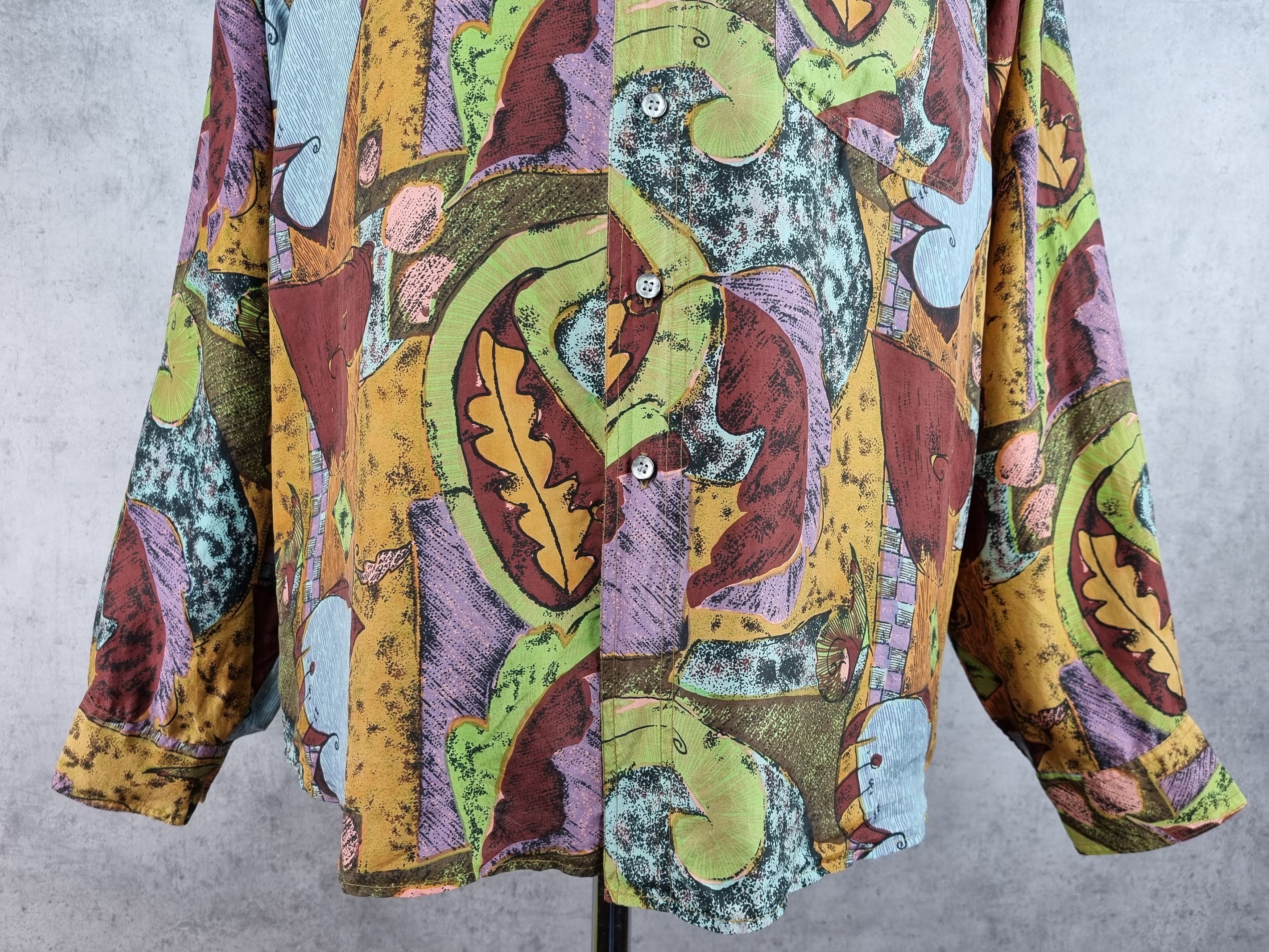 Vintage 70s Rare Painting Design Silk Shirt DRIES VAN NOTEN style Size US M / EU 48-50 / 2 - 6 Thumbnail