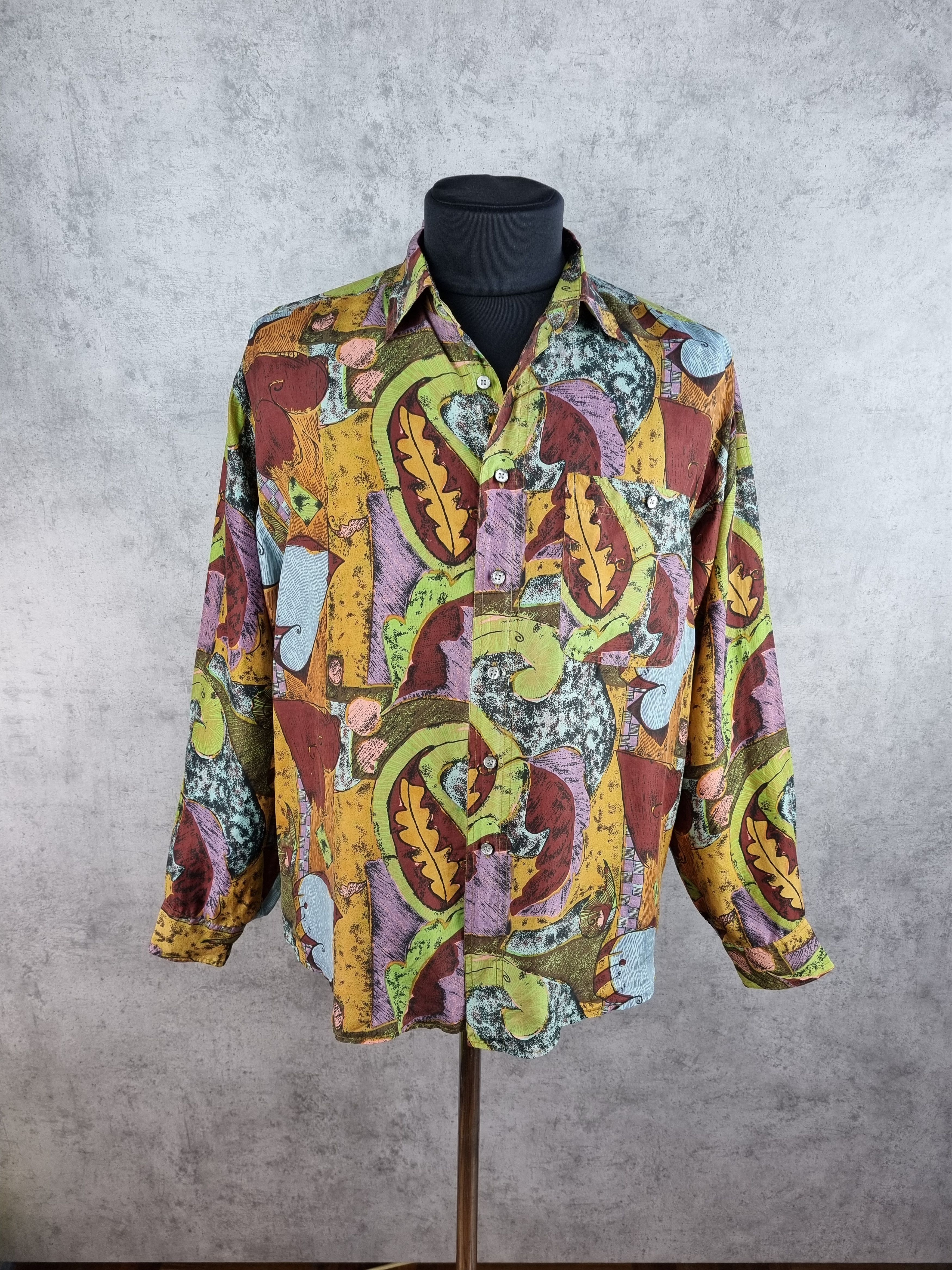 Vintage 70s Rare Painting Design Silk Shirt DRIES VAN NOTEN style Size US M / EU 48-50 / 2 - 11 Thumbnail
