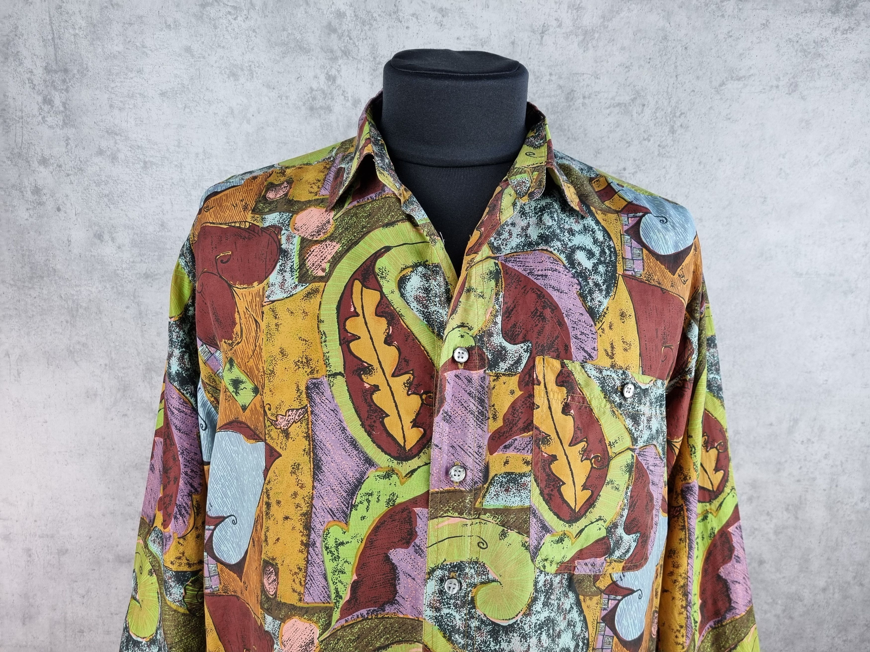 Vintage 70s Rare Painting Design Silk Shirt DRIES VAN NOTEN style Size US M / EU 48-50 / 2 - 3 Thumbnail