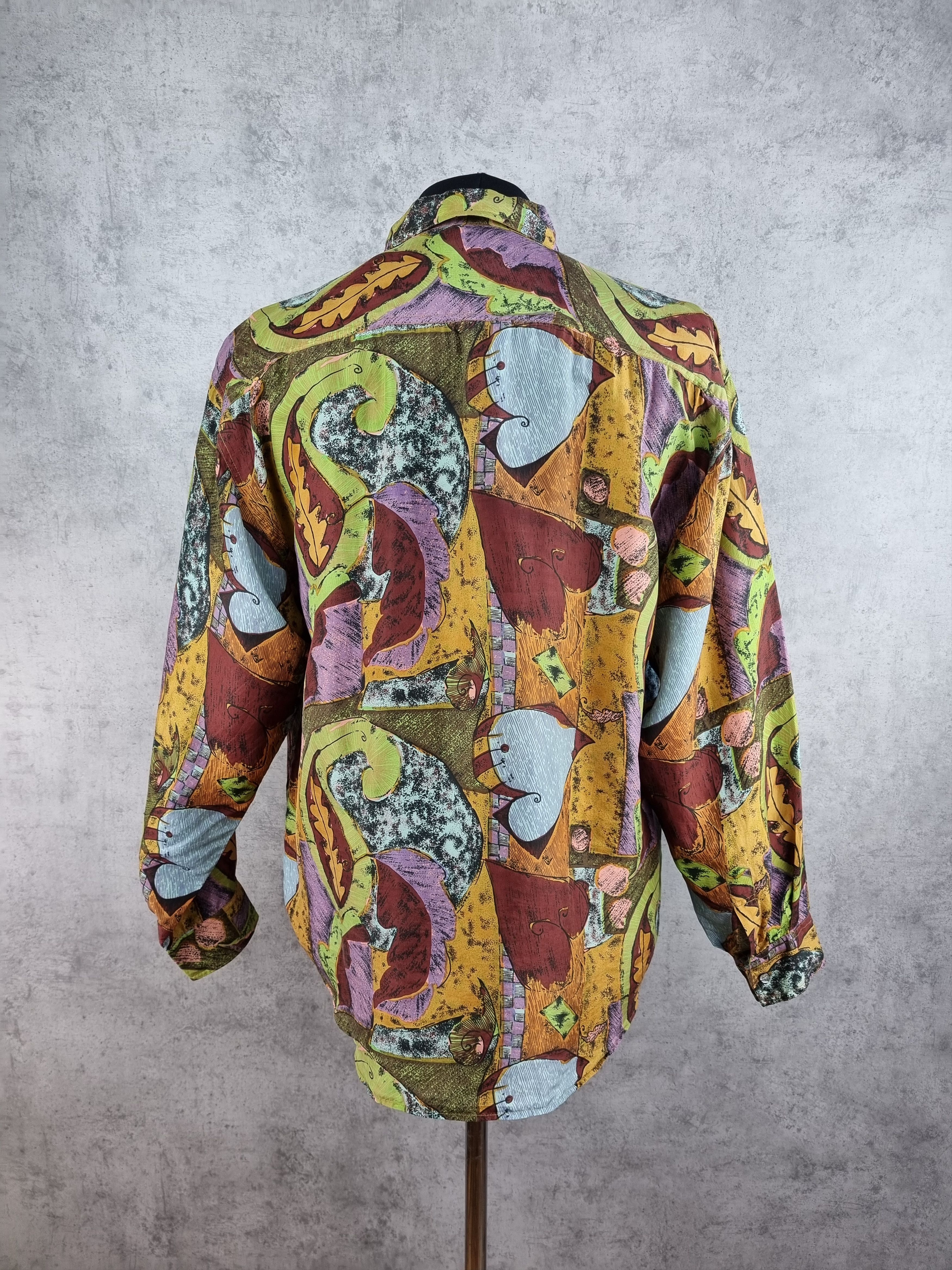 Vintage 70s Rare Painting Design Silk Shirt DRIES VAN NOTEN style Size US M / EU 48-50 / 2 - 5 Thumbnail