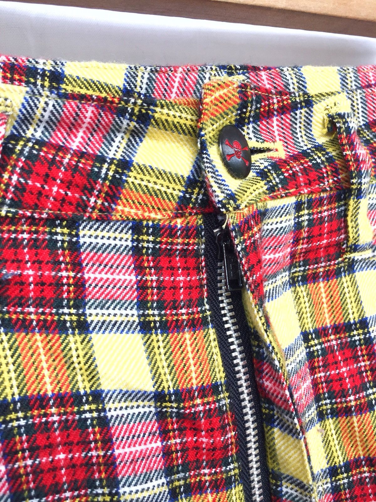 A.F.F.A. 🇯🇵 Made Plaid Tartan Zipper Strap Bondage Pants Size US 27 - 6 Thumbnail