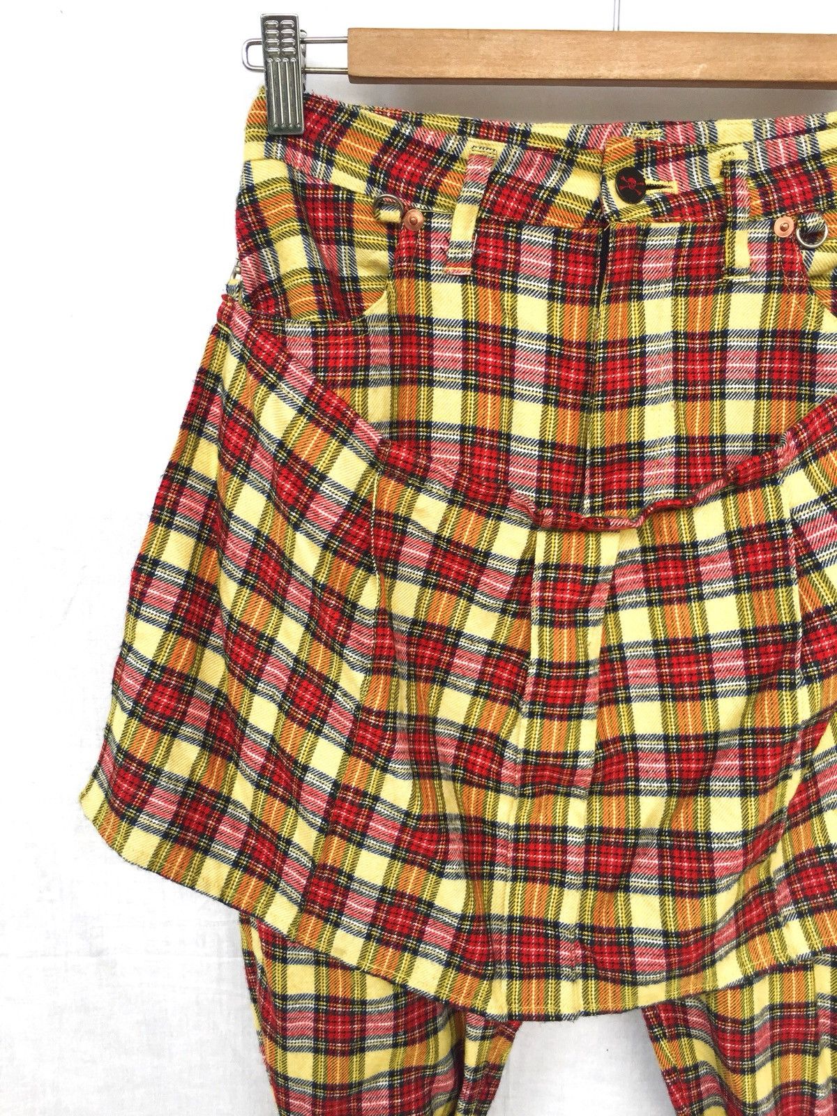 A.F.F.A. 🇯🇵 Made Plaid Tartan Zipper Strap Bondage Pants Size US 27 - 4 Thumbnail