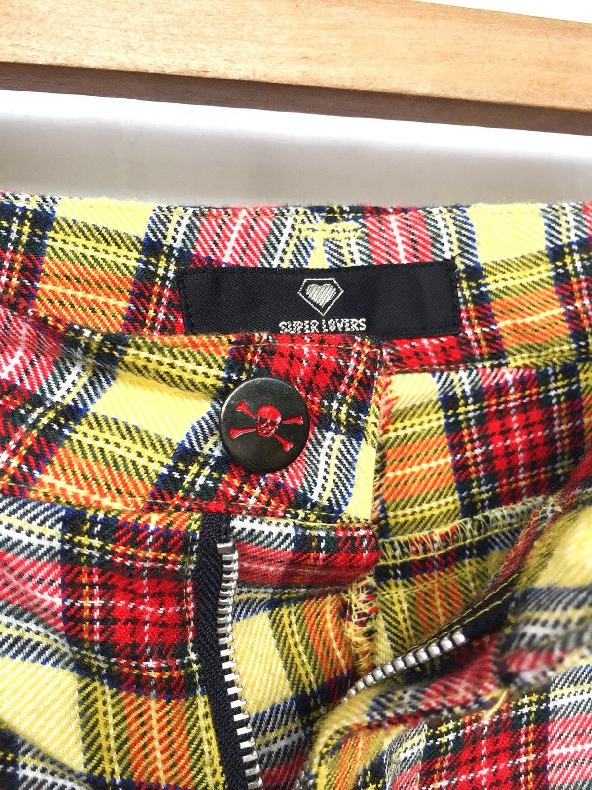 A.F.F.A. 🇯🇵 Made Plaid Tartan Zipper Strap Bondage Pants Size US 27 - 10 Thumbnail
