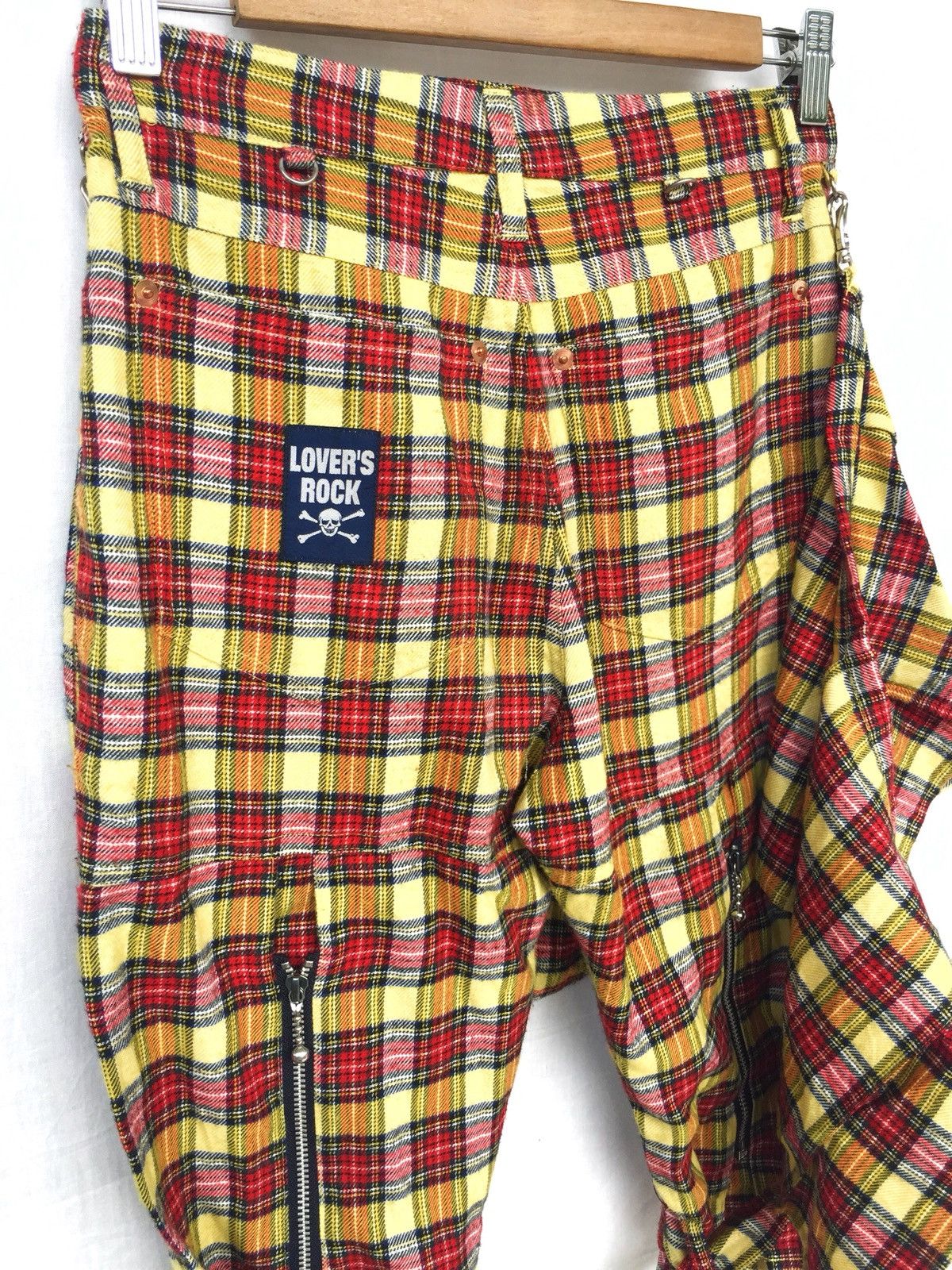 A.F.F.A. 🇯🇵 Made Plaid Tartan Zipper Strap Bondage Pants Size US 27 - 2 Thumbnail