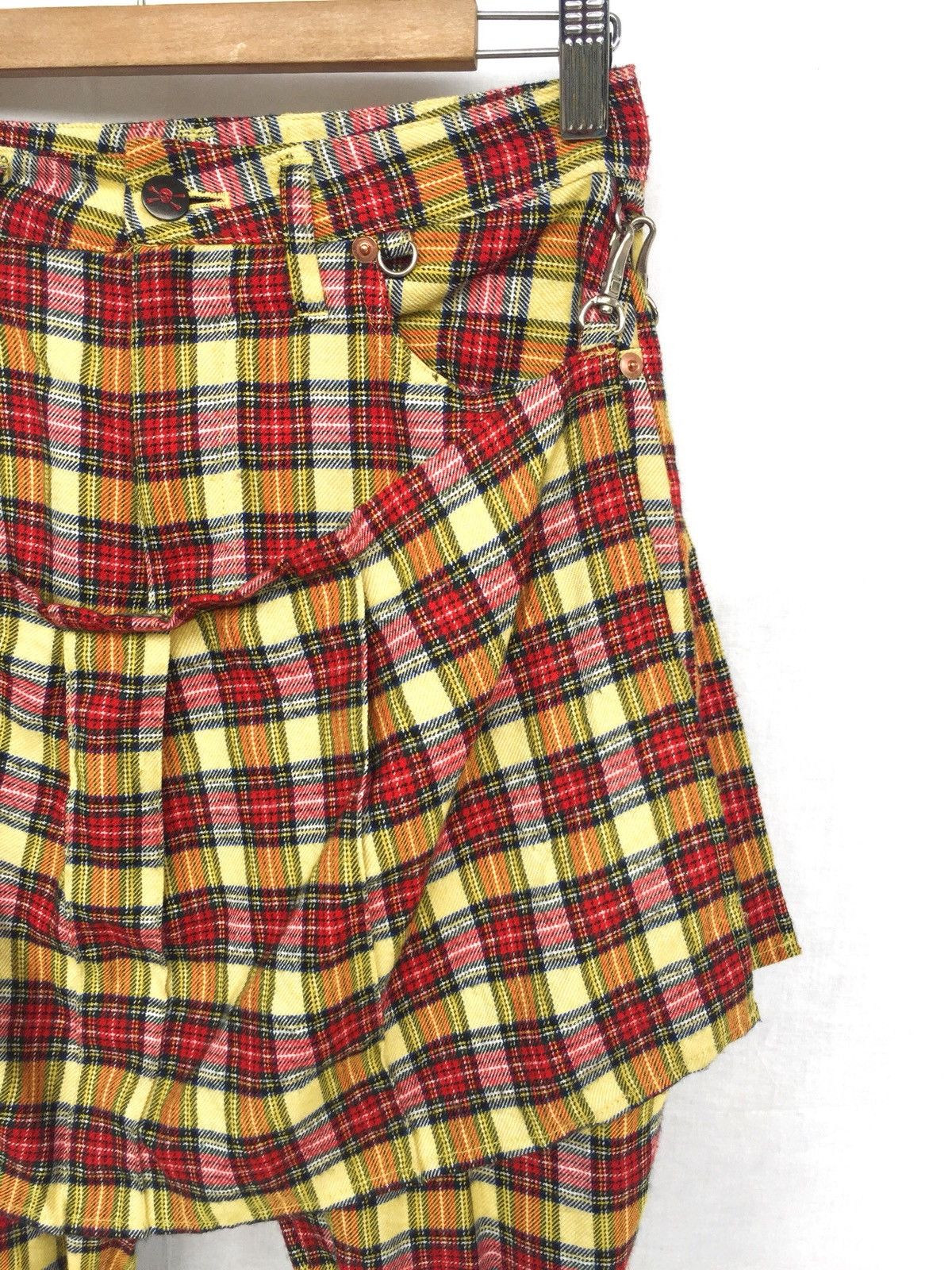 A.F.F.A. 🇯🇵 Made Plaid Tartan Zipper Strap Bondage Pants Size US 27 - 5 Thumbnail