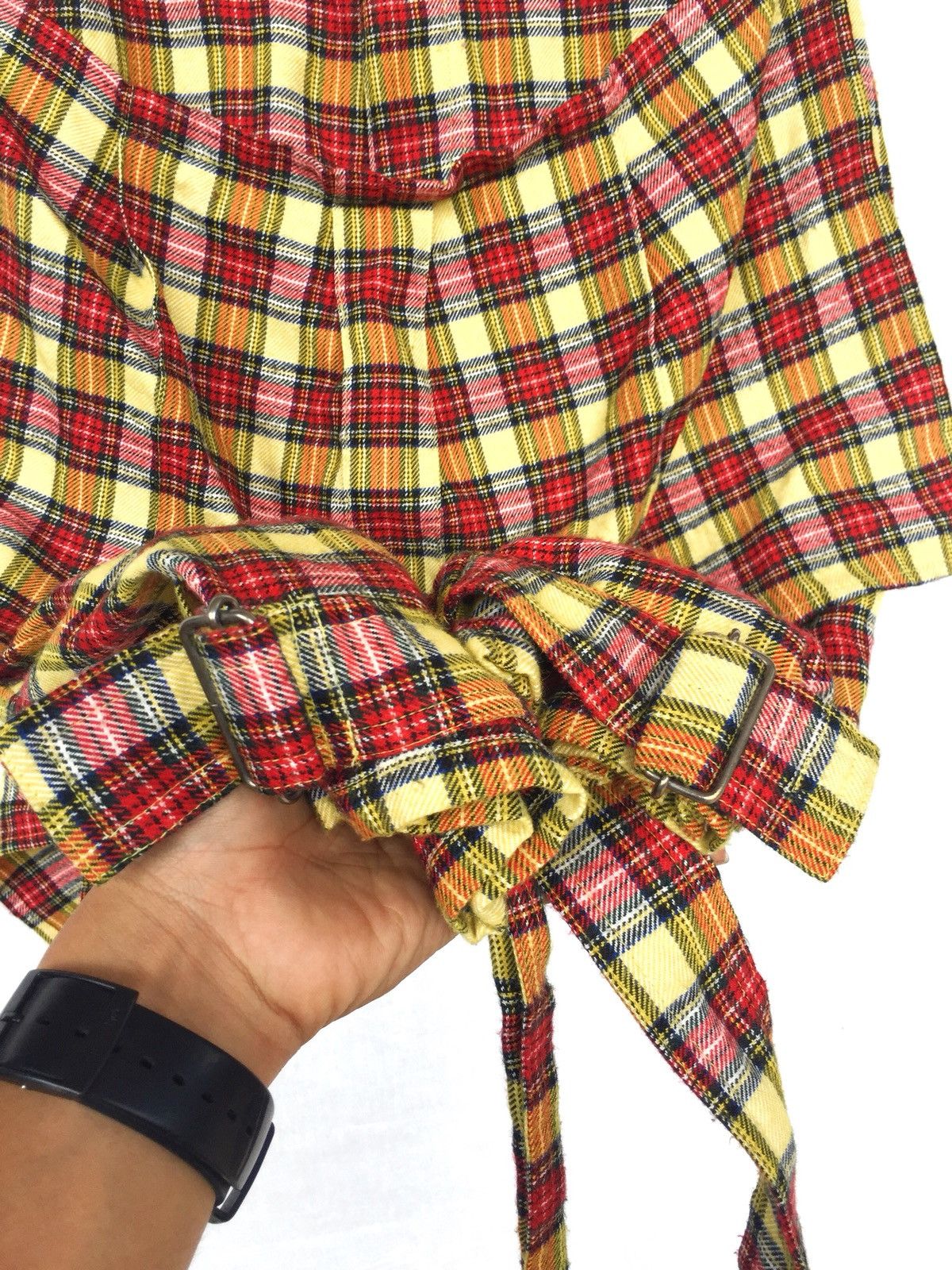 A.F.F.A. 🇯🇵 Made Plaid Tartan Zipper Strap Bondage Pants Size US 27 - 9 Thumbnail